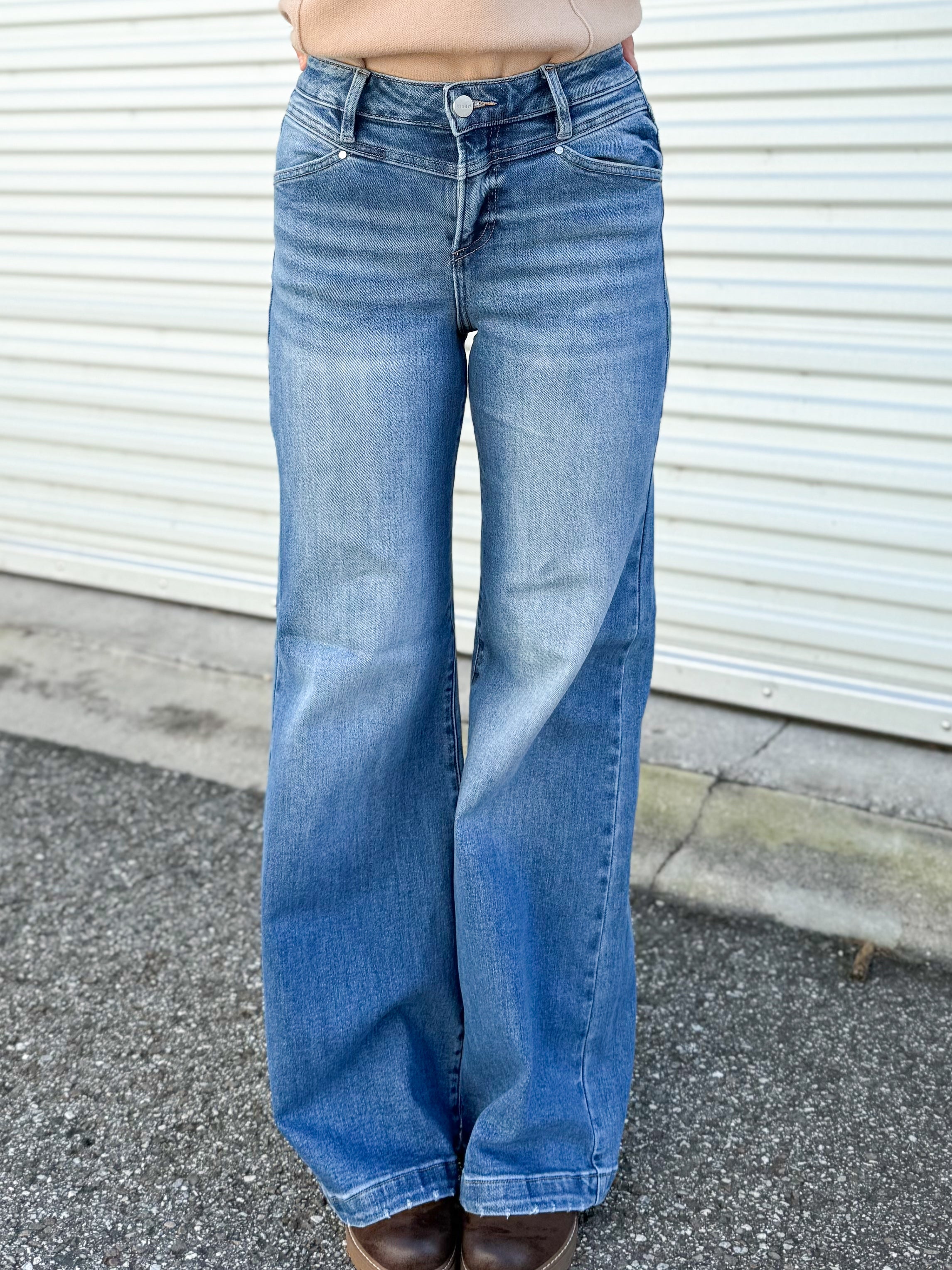 Heart to Heart Wide Leg Jeans by Risen-190 JEANS-Risen Jeans-Heathered Boho Boutique, Women's Fashion and Accessories in Palmetto, FL