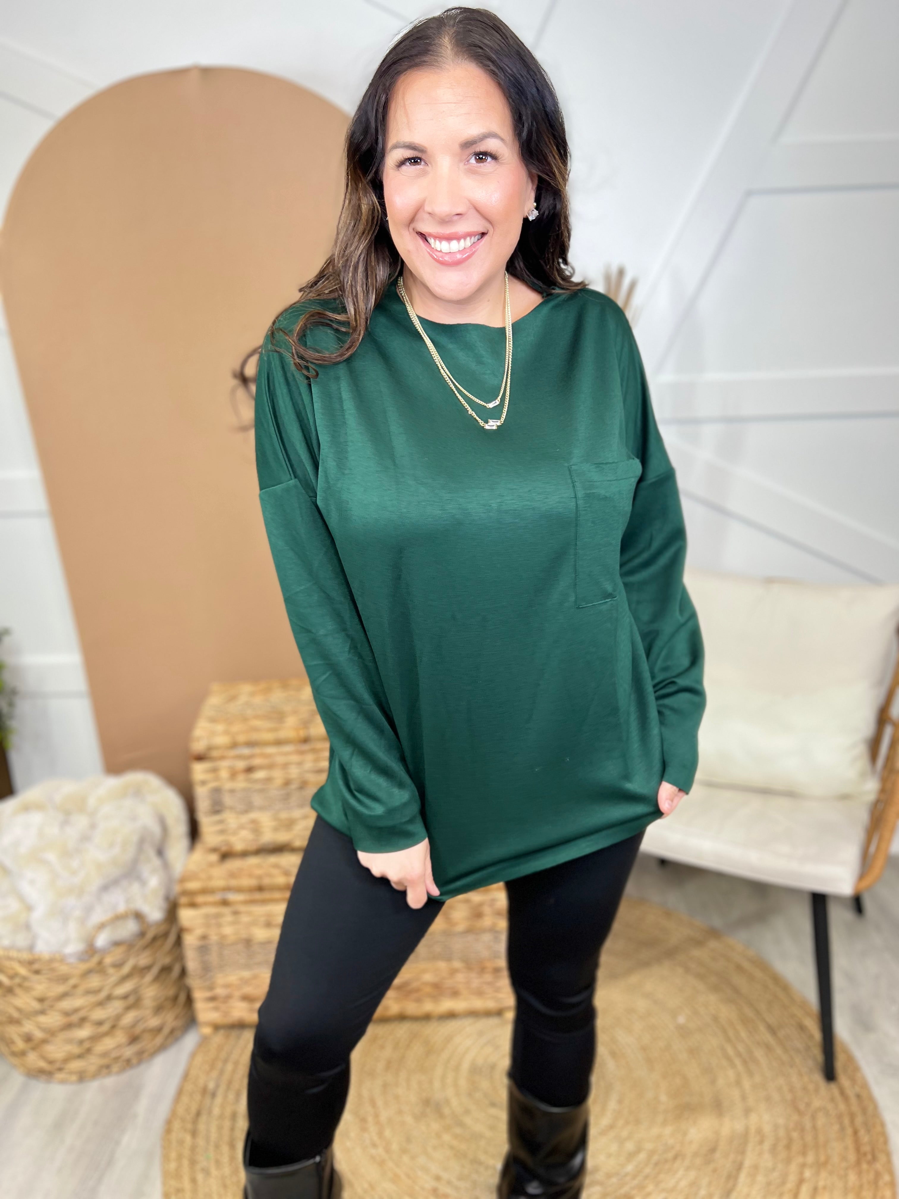 Relax A Little Long Sleeve Top-120 LONG SLEEVE TOPS-White Birch-Heathered Boho Boutique, Women's Fashion and Accessories in Palmetto, FL