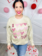 I Love You Hearts Graphic Sweatshirt-125 Sweater-Heathered Boho-Heathered Boho Boutique, Women's Fashion and Accessories in Palmetto, FL