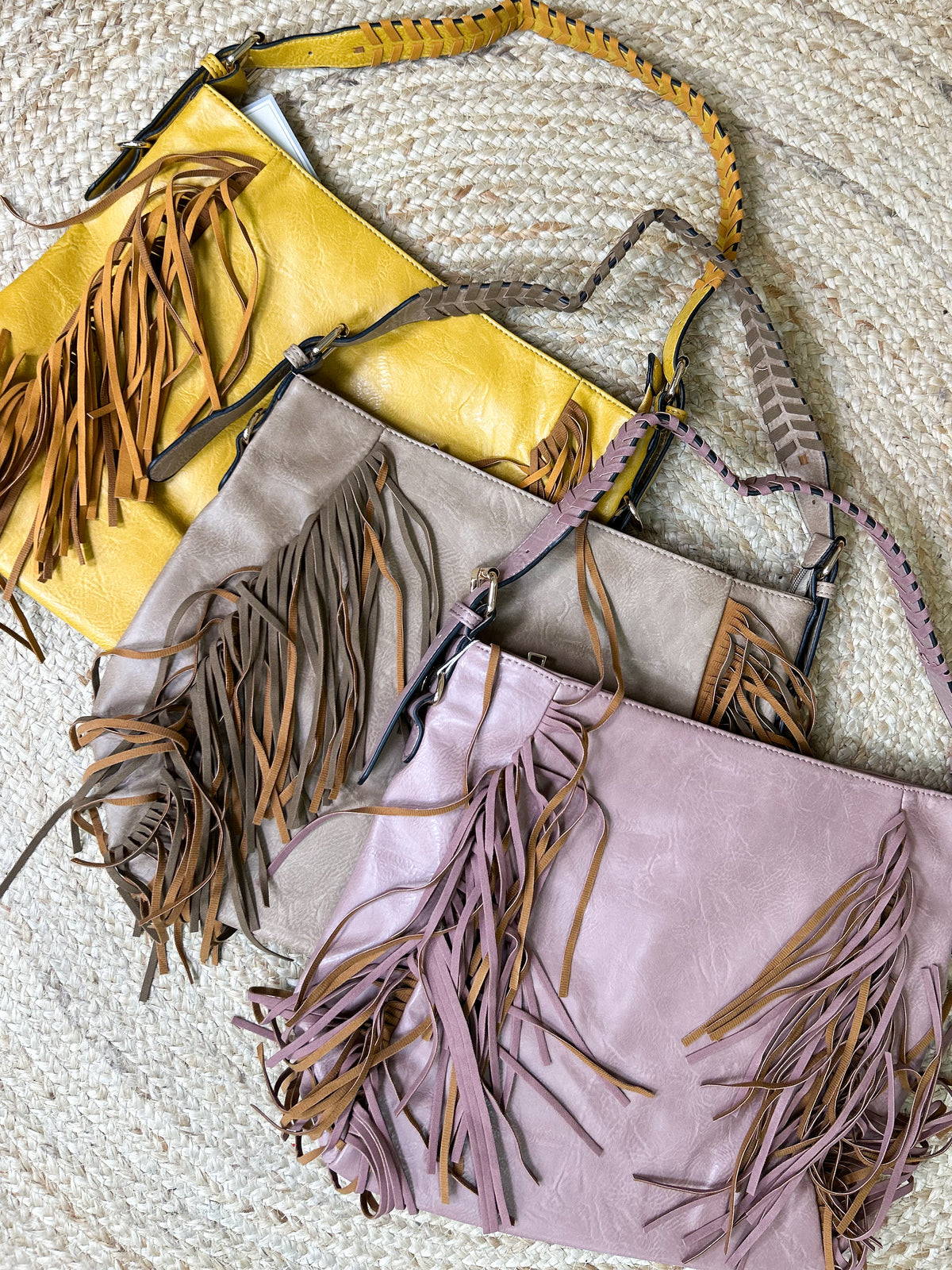 Sav Distressed Hobo Bag w/ Fringe Detail-320 Bags-Jen & Co.-Heathered Boho Boutique, Women's Fashion and Accessories in Palmetto, FL