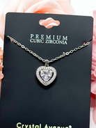 CZ Heart Halo Pendant Necklace-310 Jewelry-RM Manufacturing-Heathered Boho Boutique, Women's Fashion and Accessories in Palmetto, FL