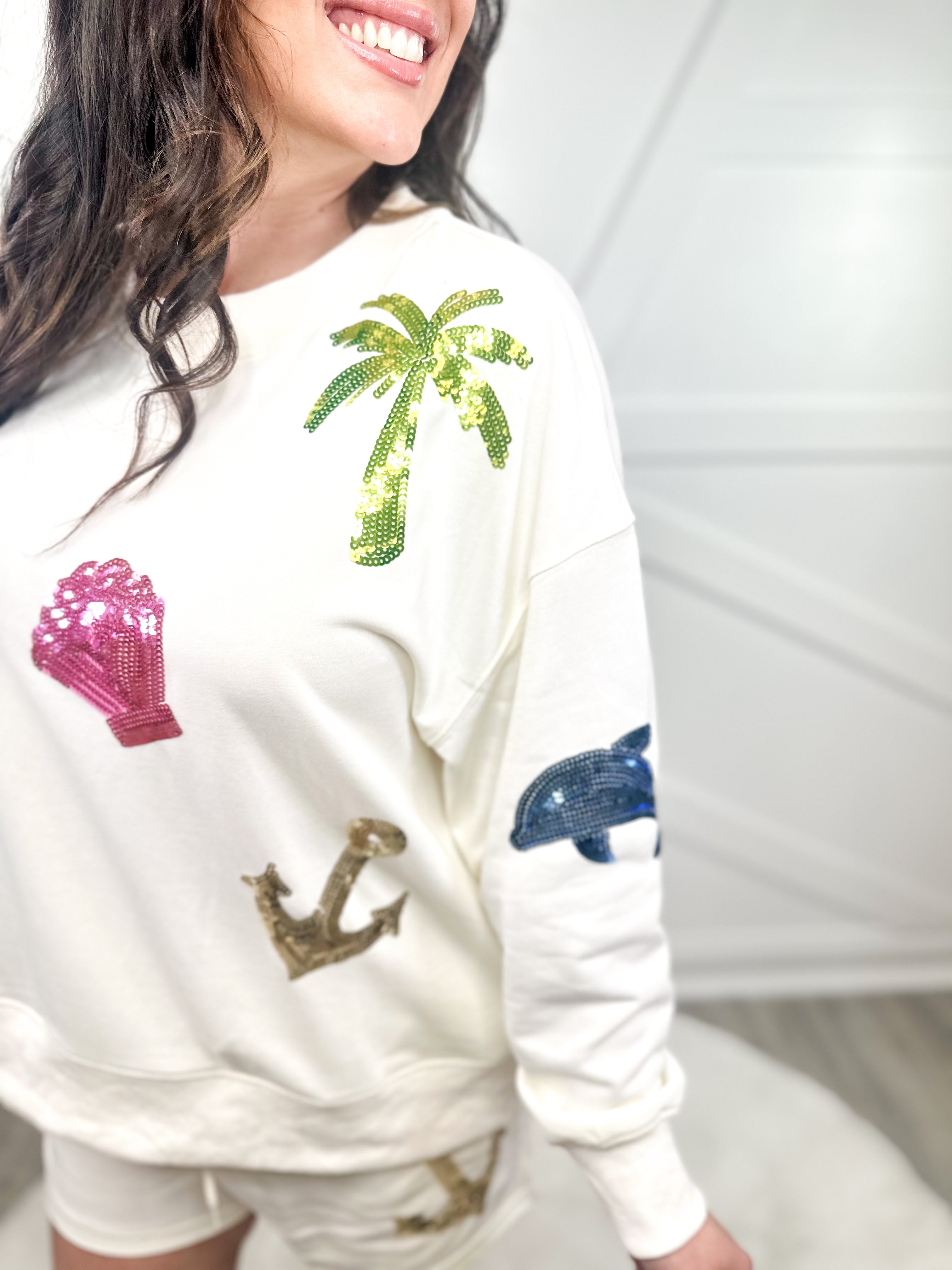 Beach Day Crewneck-120 Long Sleeve Tops-White Birch-Heathered Boho Boutique, Women's Fashion and Accessories in Palmetto, FL