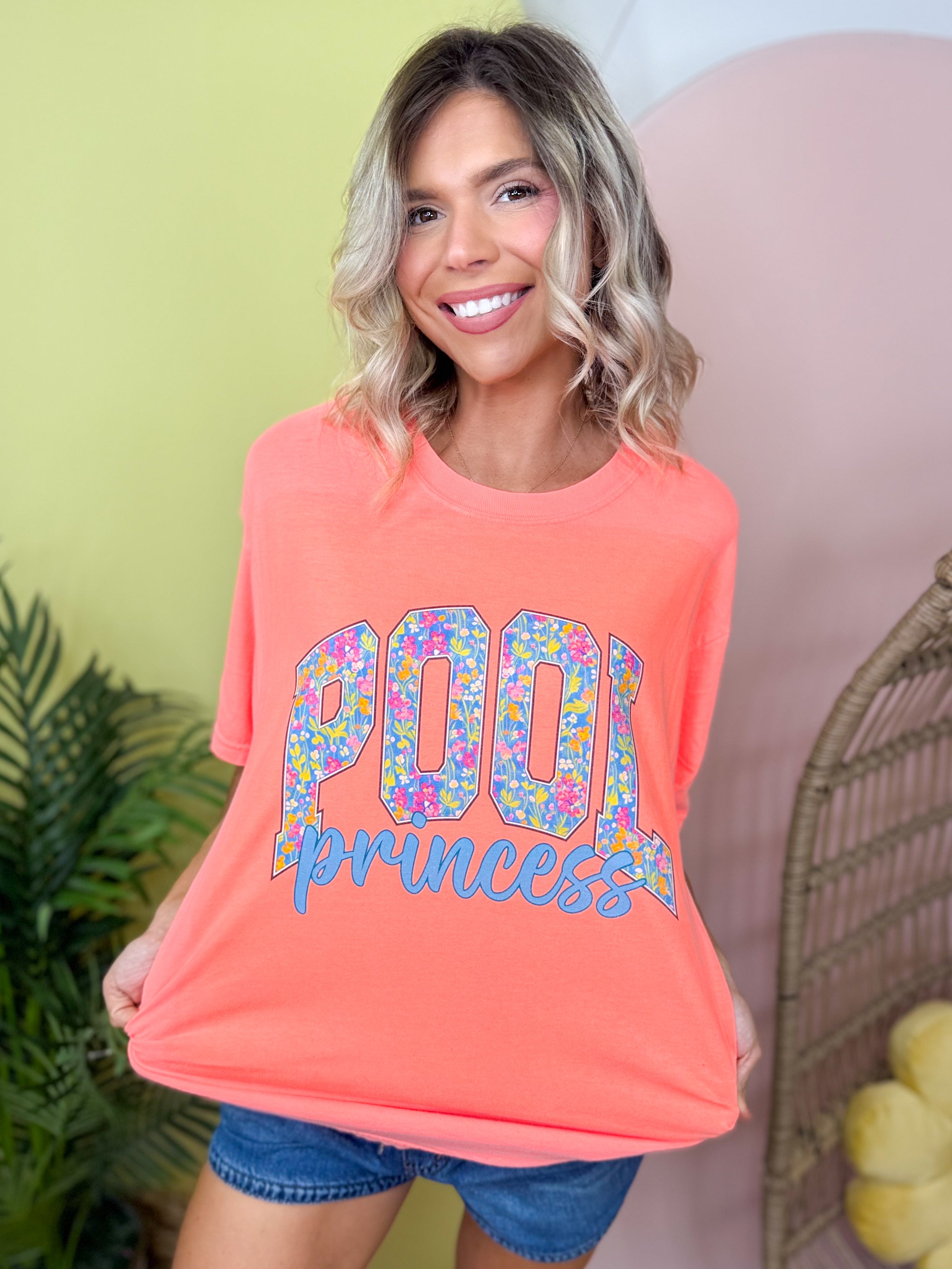 Pool Princess Graphic Tee-130 Graphic Tees-Heathered Boho-Heathered Boho Boutique, Women's Fashion and Accessories in Palmetto, FL