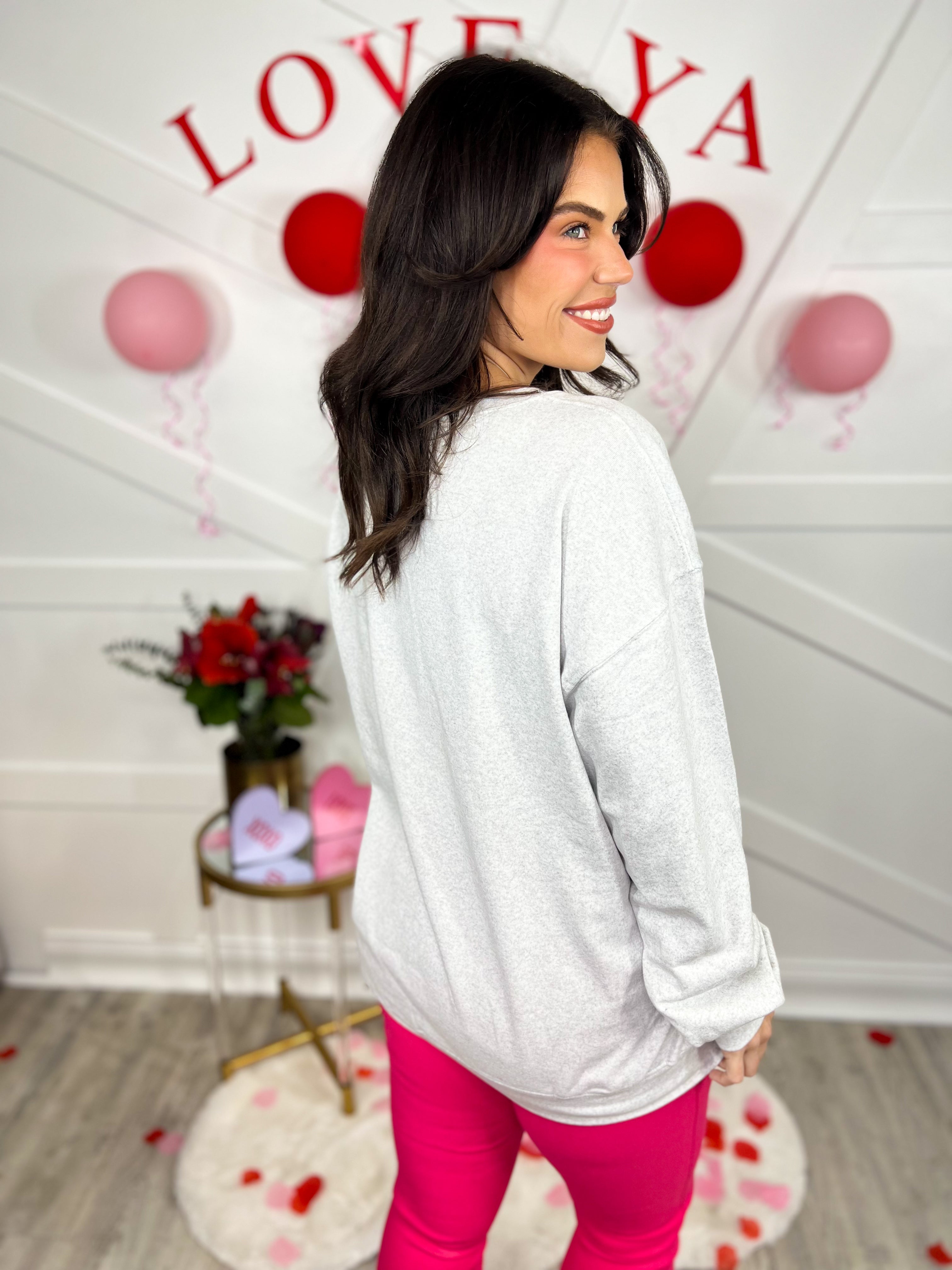 Be Mine Valentine Crewneck-120 Long Sleeve Tops-Simply Southern-Heathered Boho Boutique, Women's Fashion and Accessories in Palmetto, FL