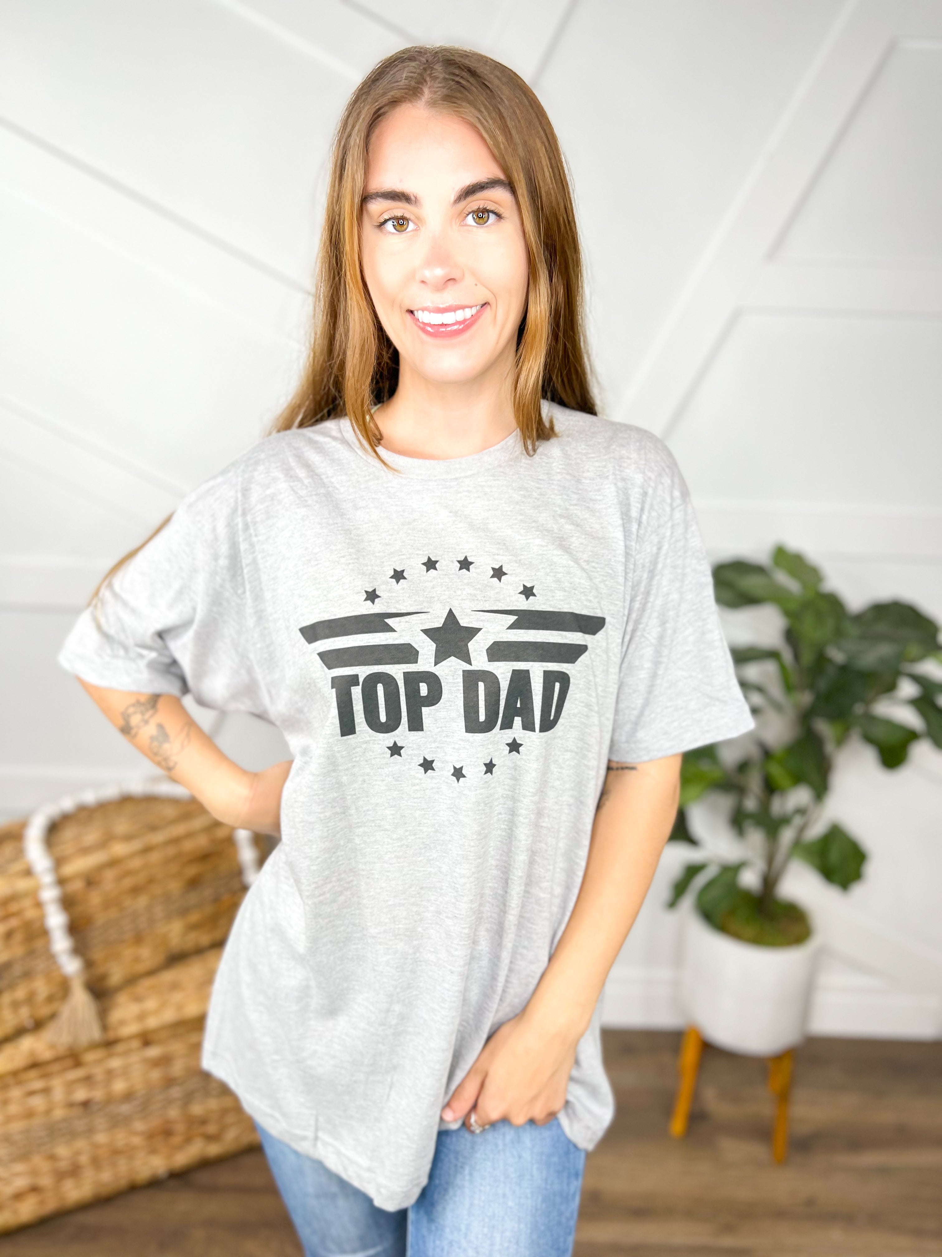 Top Dad Graphic Tee-130 Graphic Tees-Heathered Boho-Heathered Boho Boutique, Women's Fashion and Accessories in Palmetto, FL