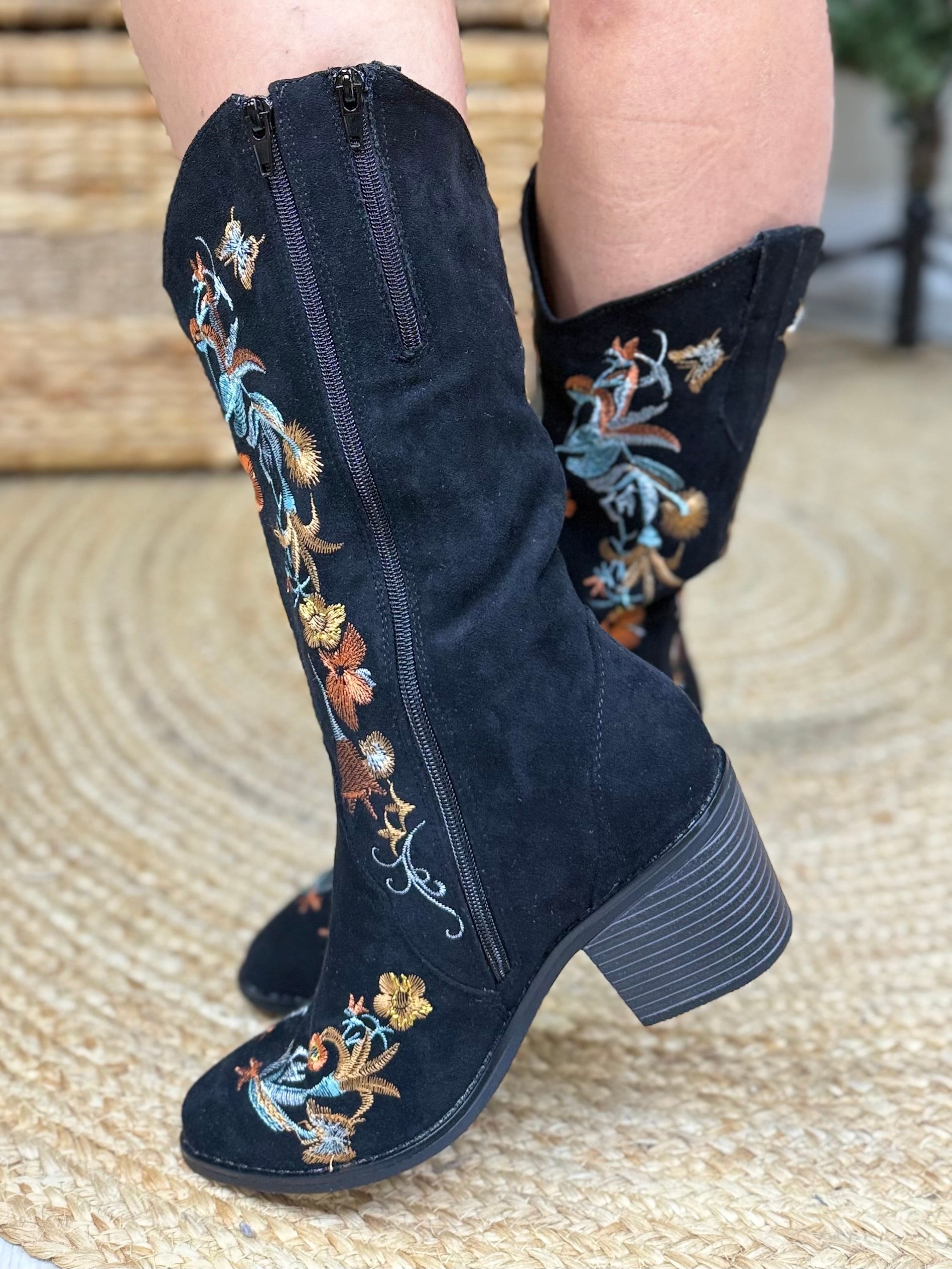 Ever After Boots - Black Suede-350 SHOES-OLEM SHOE-Heathered Boho Boutique, Women's Fashion and Accessories in Palmetto, FL