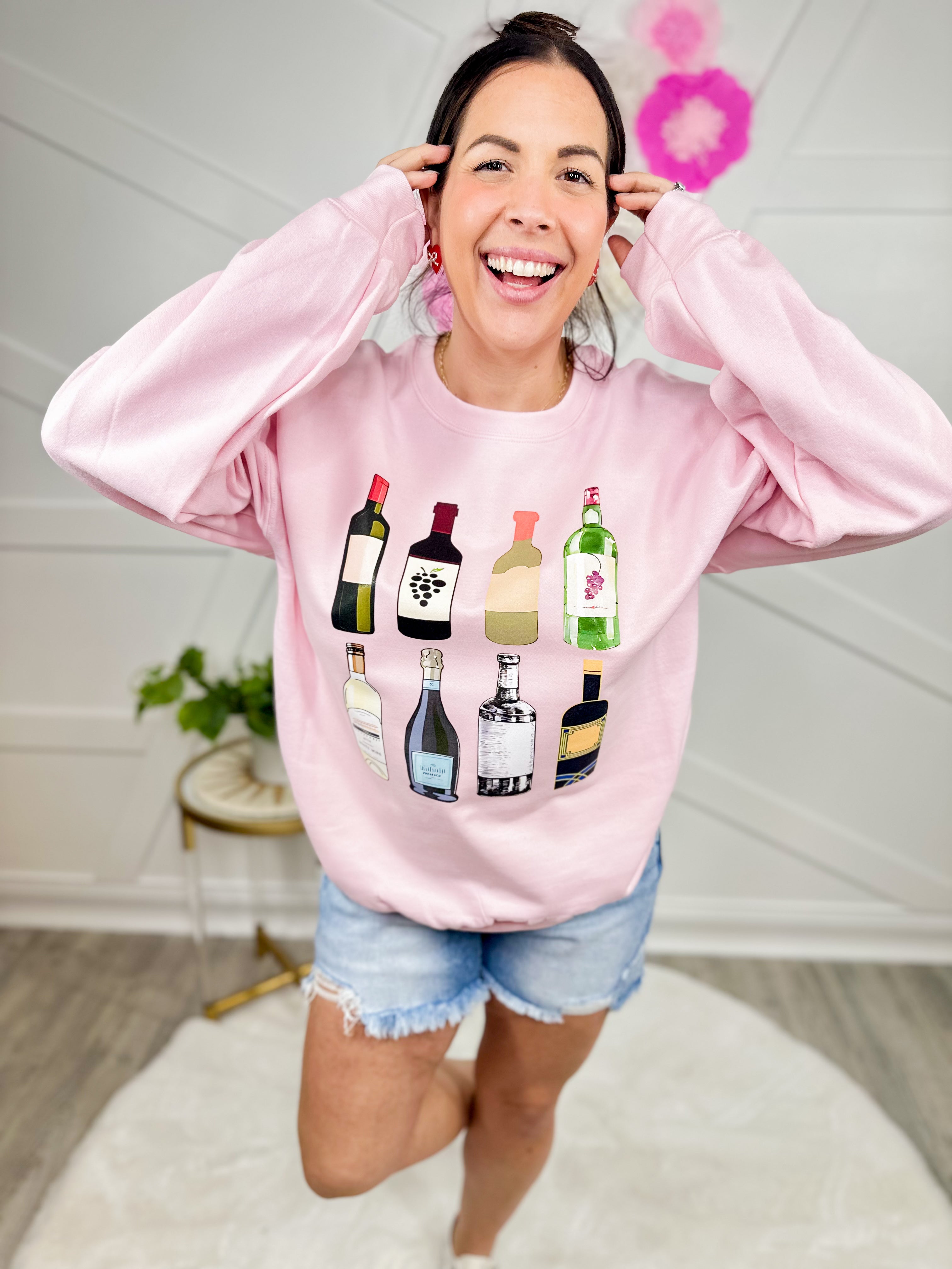 Wino Graphic Sweatshirt-125 Sweater-Heathered Boho-Heathered Boho Boutique, Women's Fashion and Accessories in Palmetto, FL