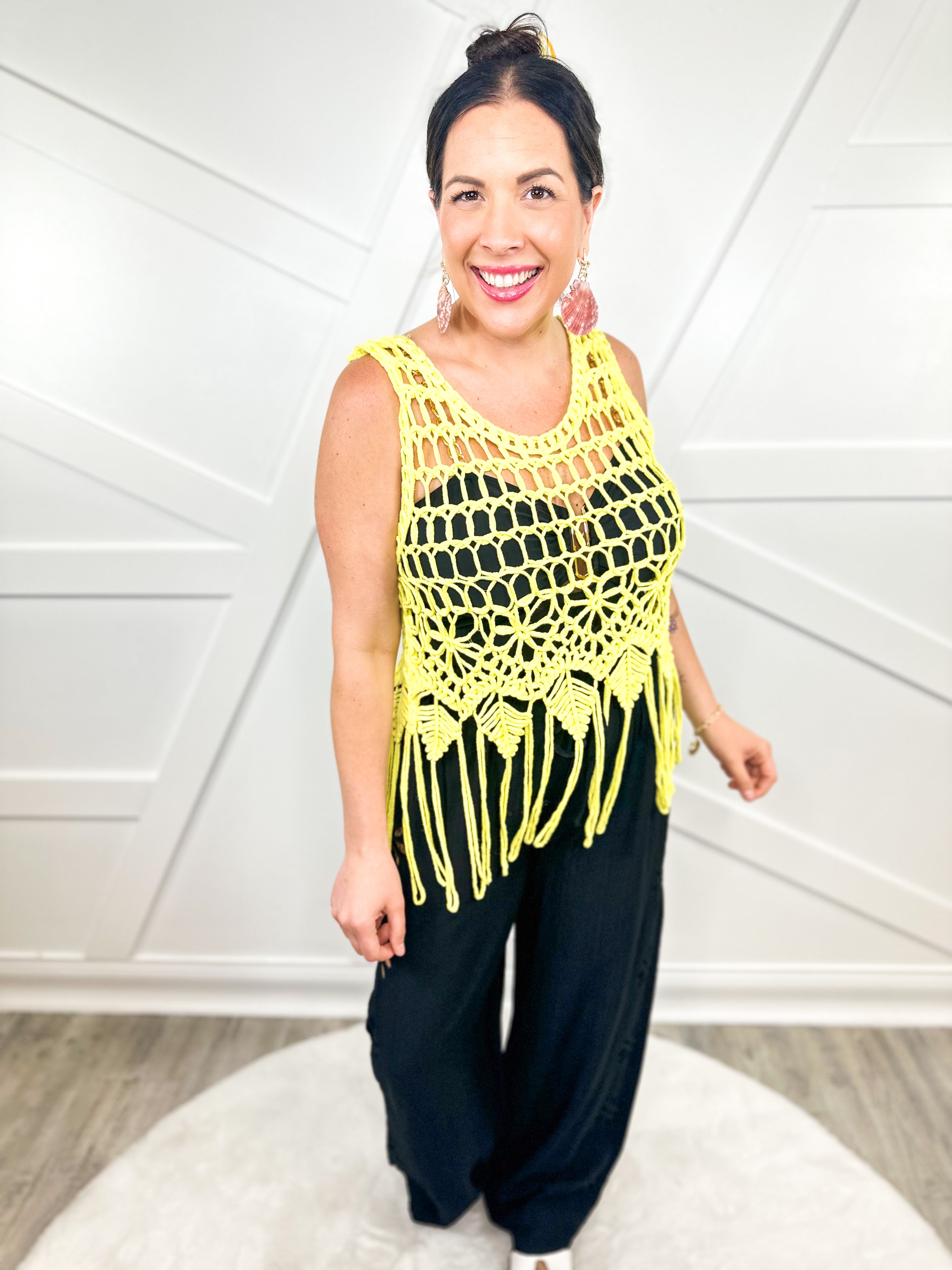 Macrame Crazy Top-100 TANK/CROP TOPS-Milk & Honey-Heathered Boho Boutique, Women's Fashion and Accessories in Palmetto, FL