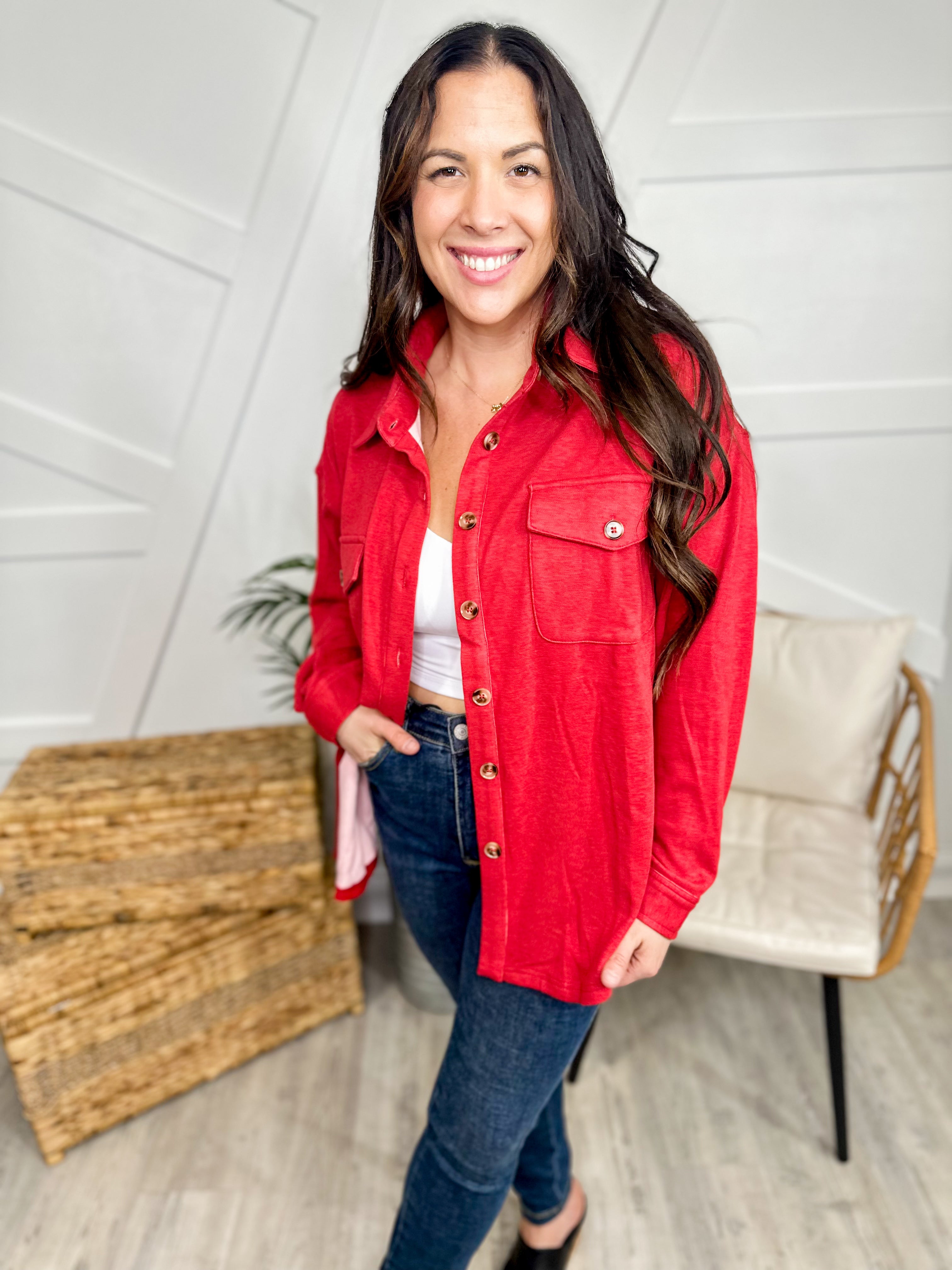 Restock: Good Feeling Shacket-200 Jackets/Shackets-White Birch-Heathered Boho Boutique, Women's Fashion and Accessories in Palmetto, FL