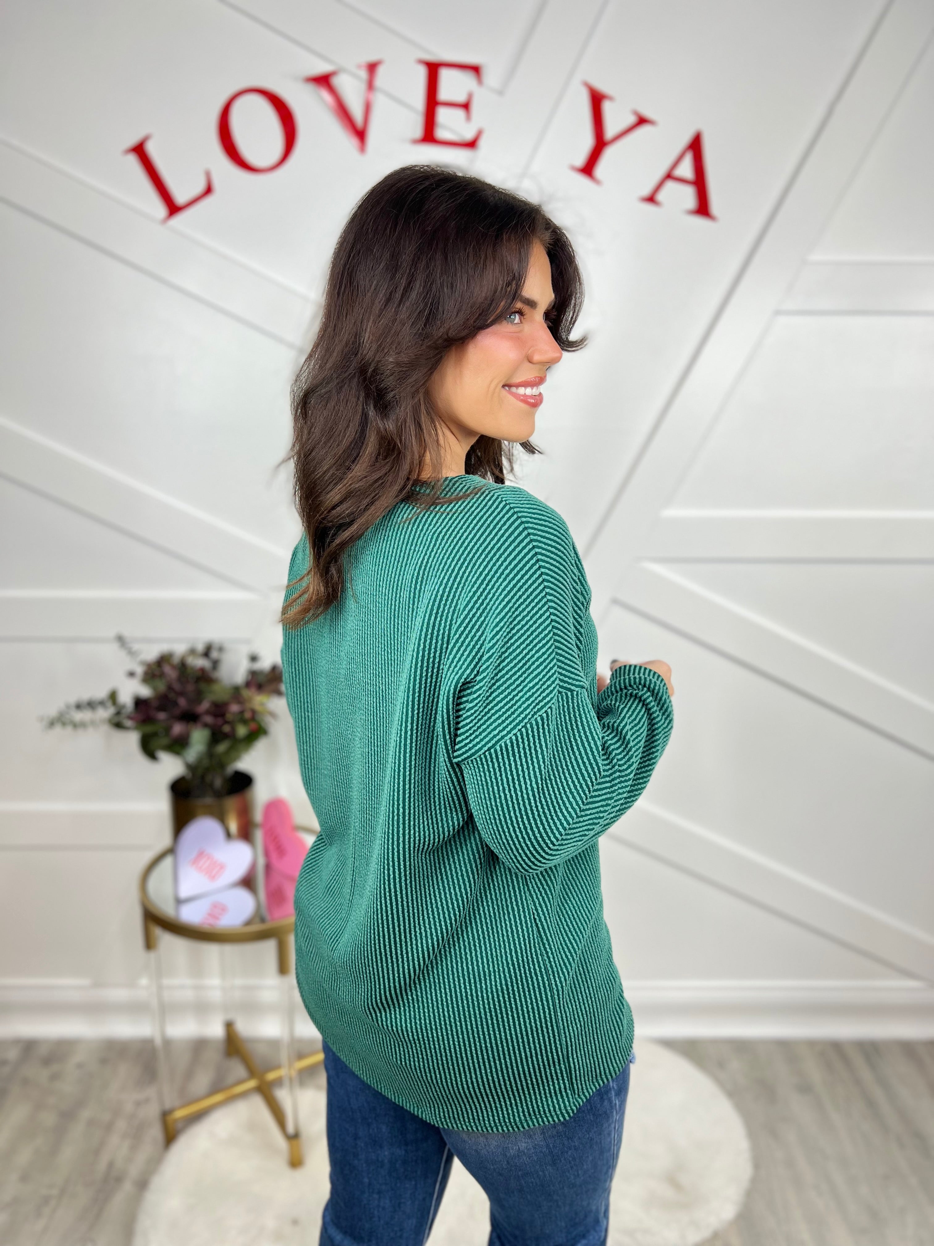 Any Time Long Sleeve Top-120 Long Sleeve Tops-Melon-Heathered Boho Boutique, Women's Fashion and Accessories in Palmetto, FL