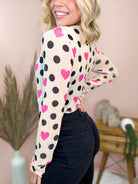 Polka Heart Mesh Top-120 LONG SLEEVE TOPS-Nylon Apparel-Heathered Boho Boutique, Women's Fashion and Accessories in Palmetto, FL