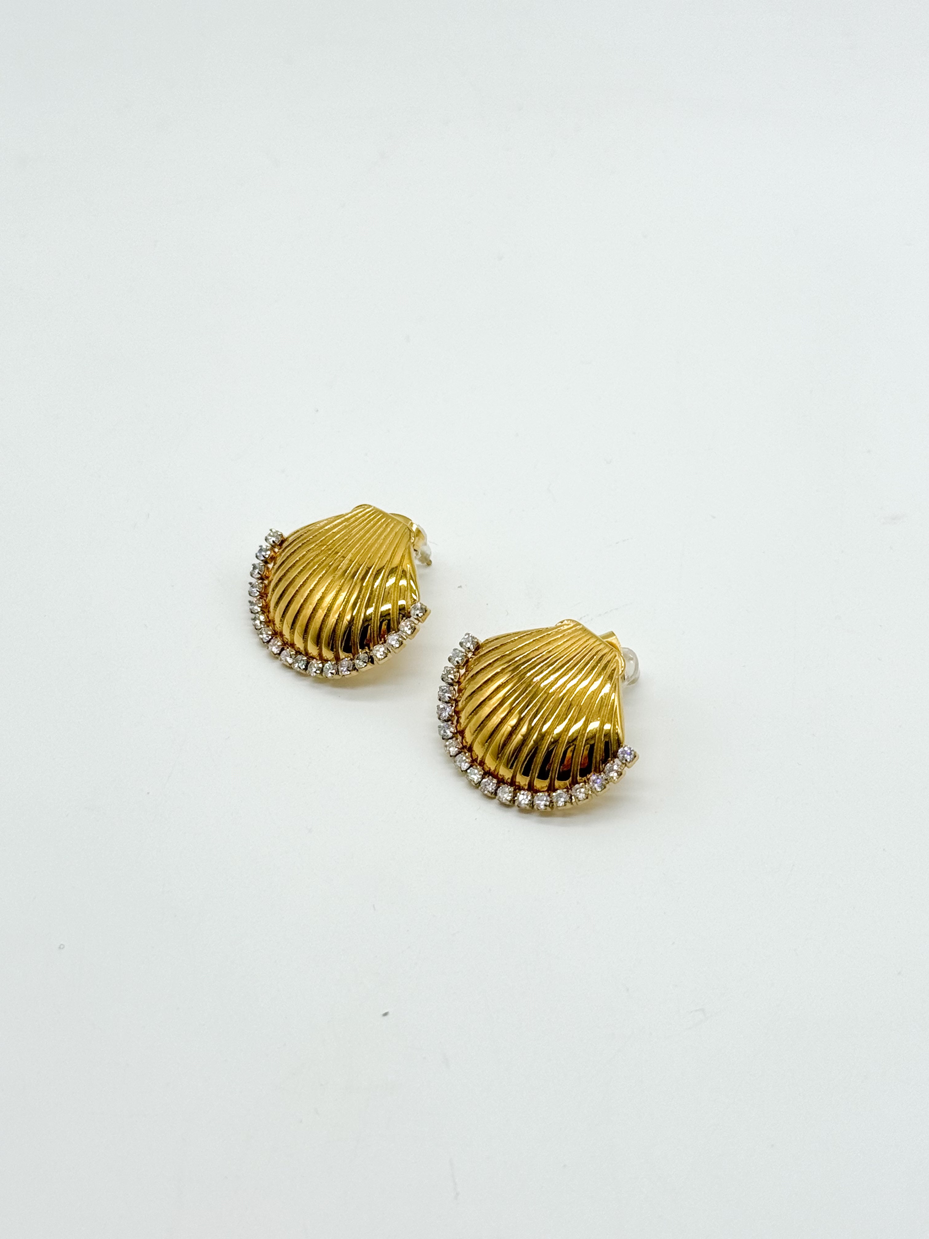 DOORBUSTER: Diamond Shell Earring-310 Jewelry-Chansuttpearls-Heathered Boho Boutique, Women's Fashion and Accessories in Palmetto, FL