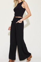 Basic Bae Full Size Ribbed Tank and Wide Leg Pants Set-Sets-Trendsi-Heathered Boho Boutique, Women's Fashion and Accessories in Palmetto, FL