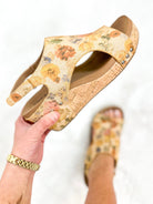 Carley Wedges - Camel Washed Flower-350 Shoes-Corkys-Heathered Boho Boutique, Women's Fashion and Accessories in Palmetto, FL