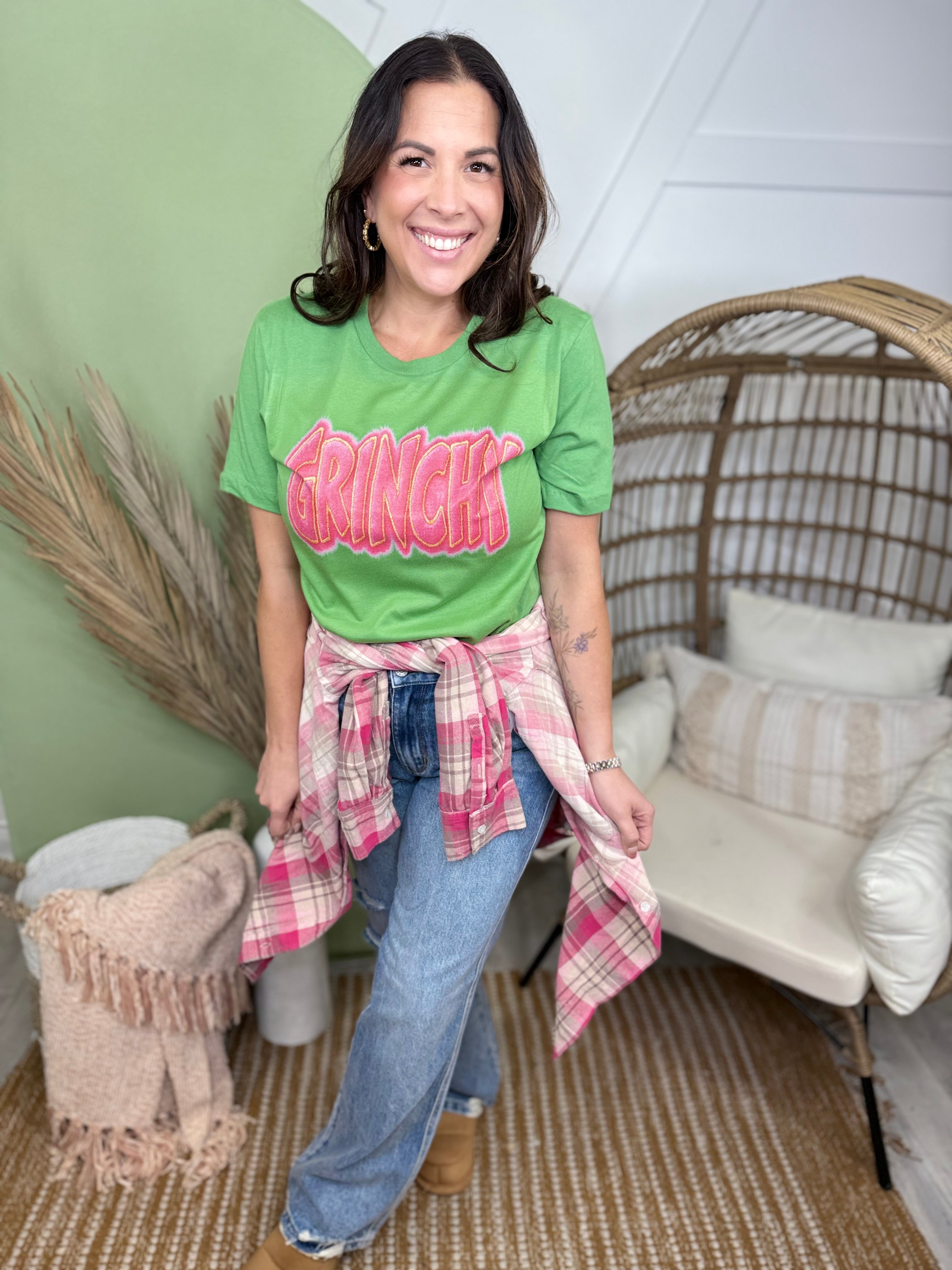 Grinchy Graphic Tee-130 Graphic Tees-Heathered Boho-Heathered Boho Boutique, Women's Fashion and Accessories in Palmetto, FL