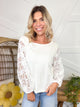 Lace in Grace Top-120 LONG SLEEVE TOPS-WHITE-Heathered Boho Boutique, Women's Fashion and Accessories in Palmetto, FL
