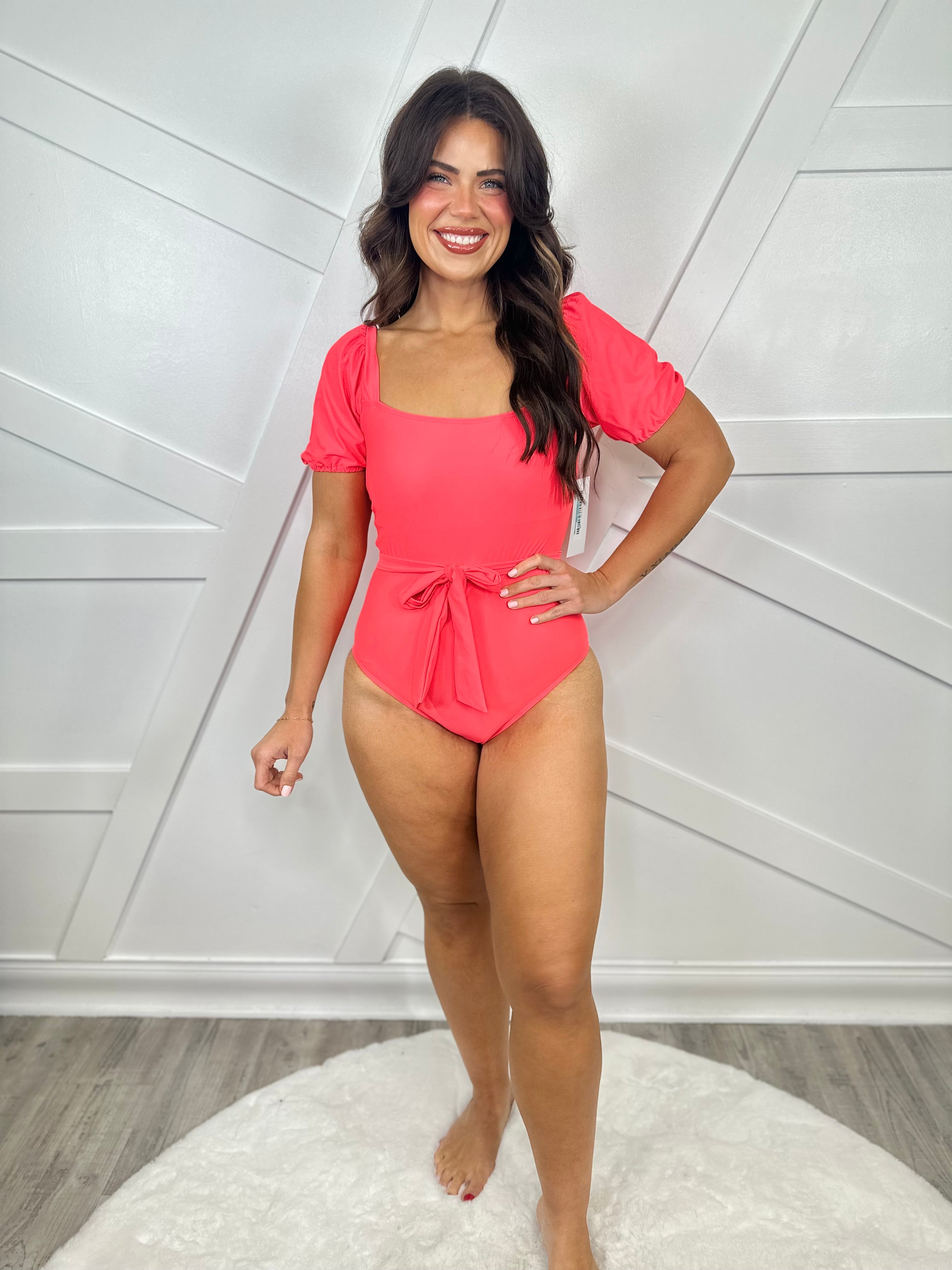 Belle Of the Ocean One Piece Swimsuit - Coral-300 Swimwear-Marina West Swim-Heathered Boho Boutique, Women's Fashion and Accessories in Palmetto, FL