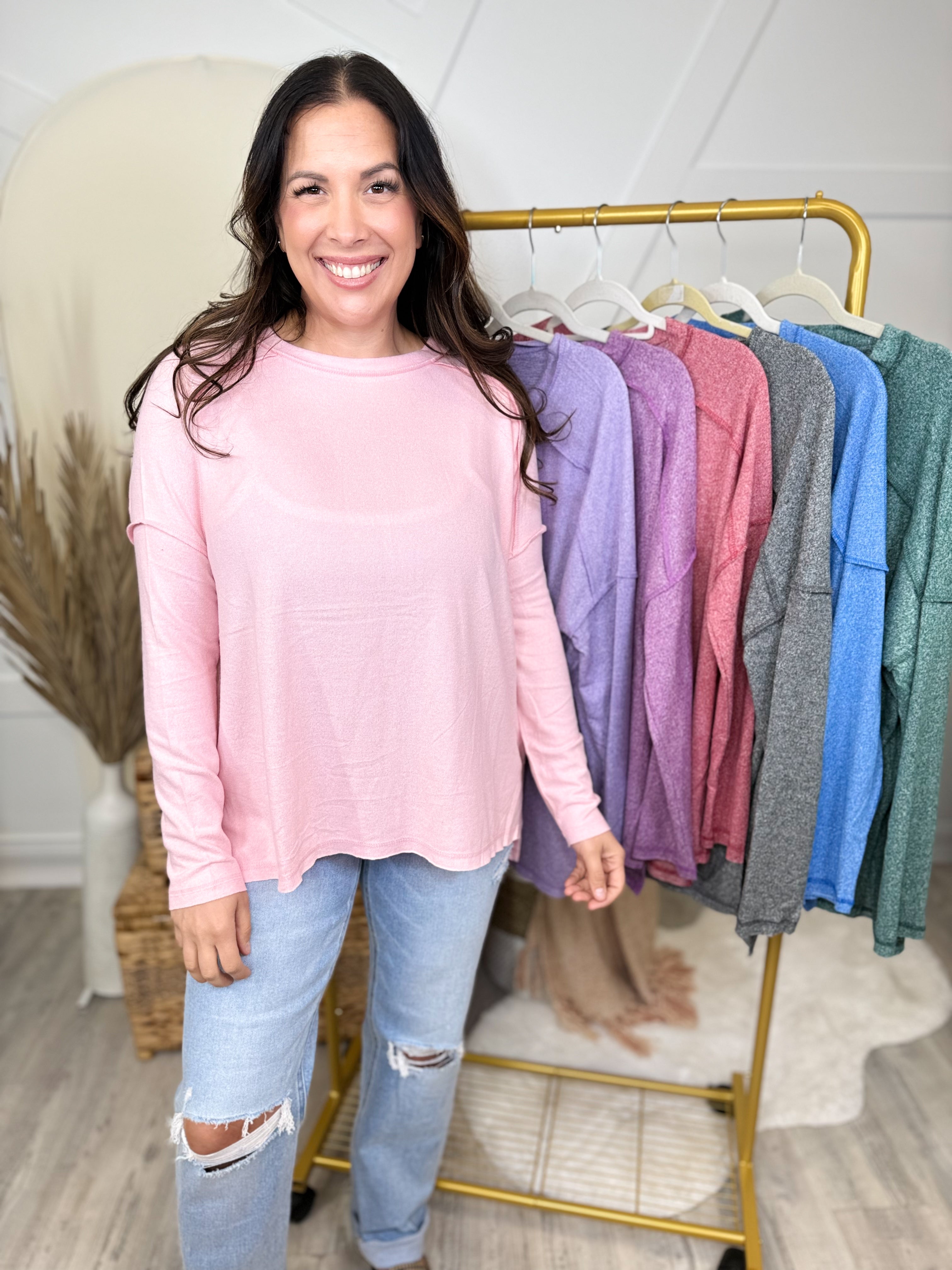 Chit Chat Top-120 LONG SLEEVE TOPS-ZENANA-Heathered Boho Boutique, Women's Fashion and Accessories in Palmetto, FL