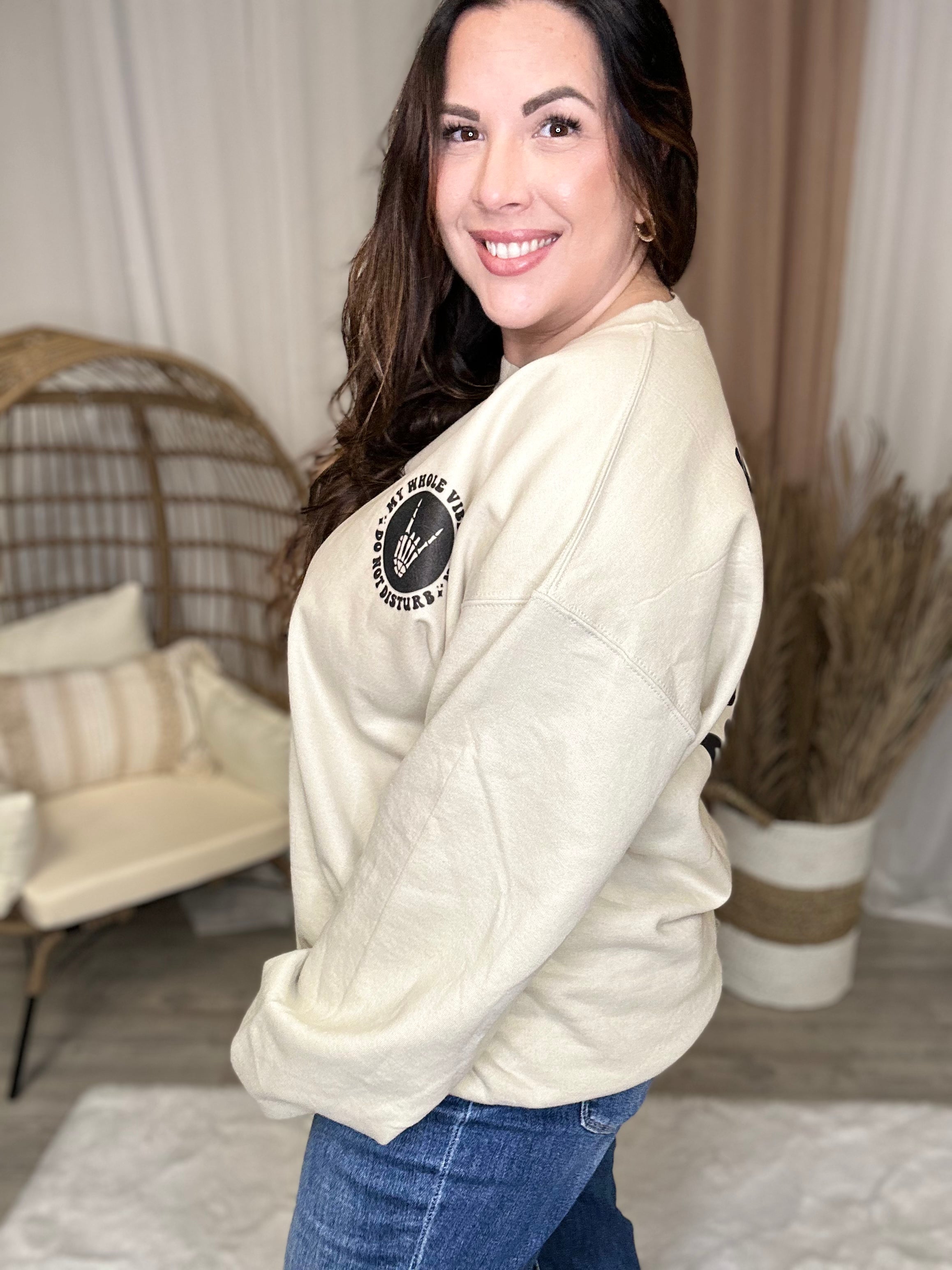 DND Graphic Sweatshirt-130 Graphic Tees-Heathered Boho-Heathered Boho Boutique, Women's Fashion and Accessories in Palmetto, FL