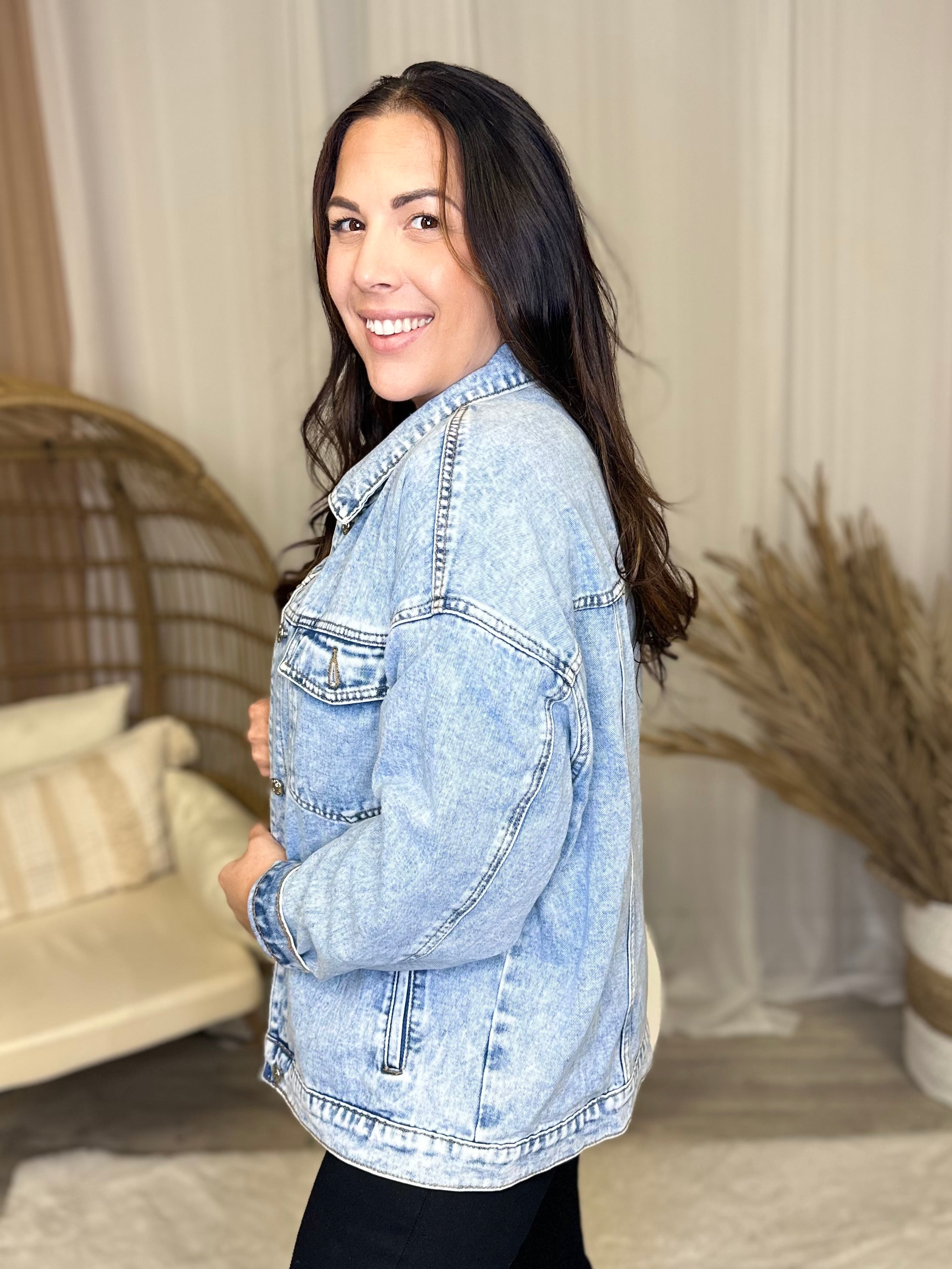 Always Trending Denim Jacket-Jackets-Trendsi-Heathered Boho Boutique, Women's Fashion and Accessories in Palmetto, FL