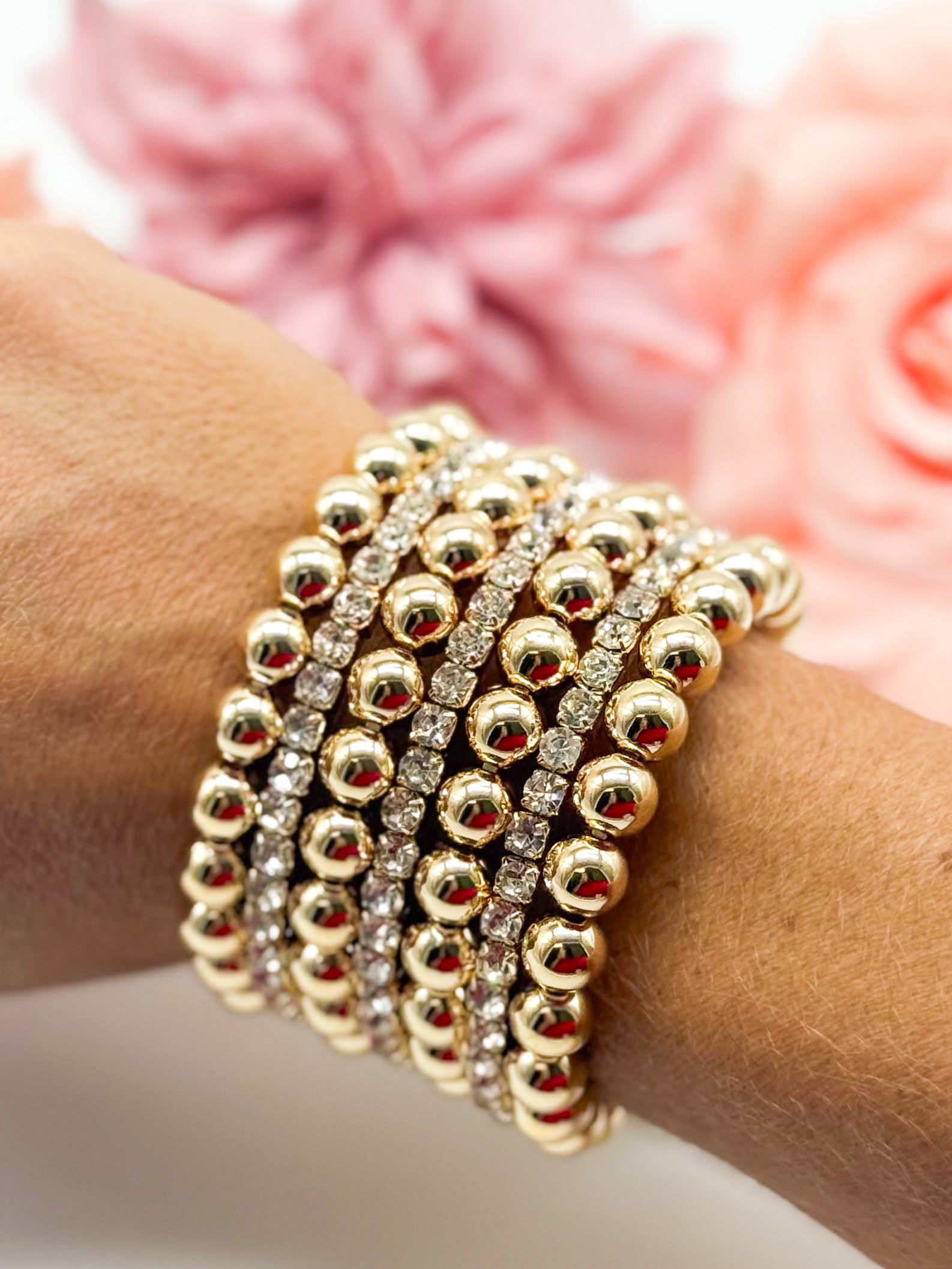 Crystal Ball Seven-line Wire Bracelet-310 Jewelry-RM Manufacturing-Heathered Boho Boutique, Women's Fashion and Accessories in Palmetto, FL