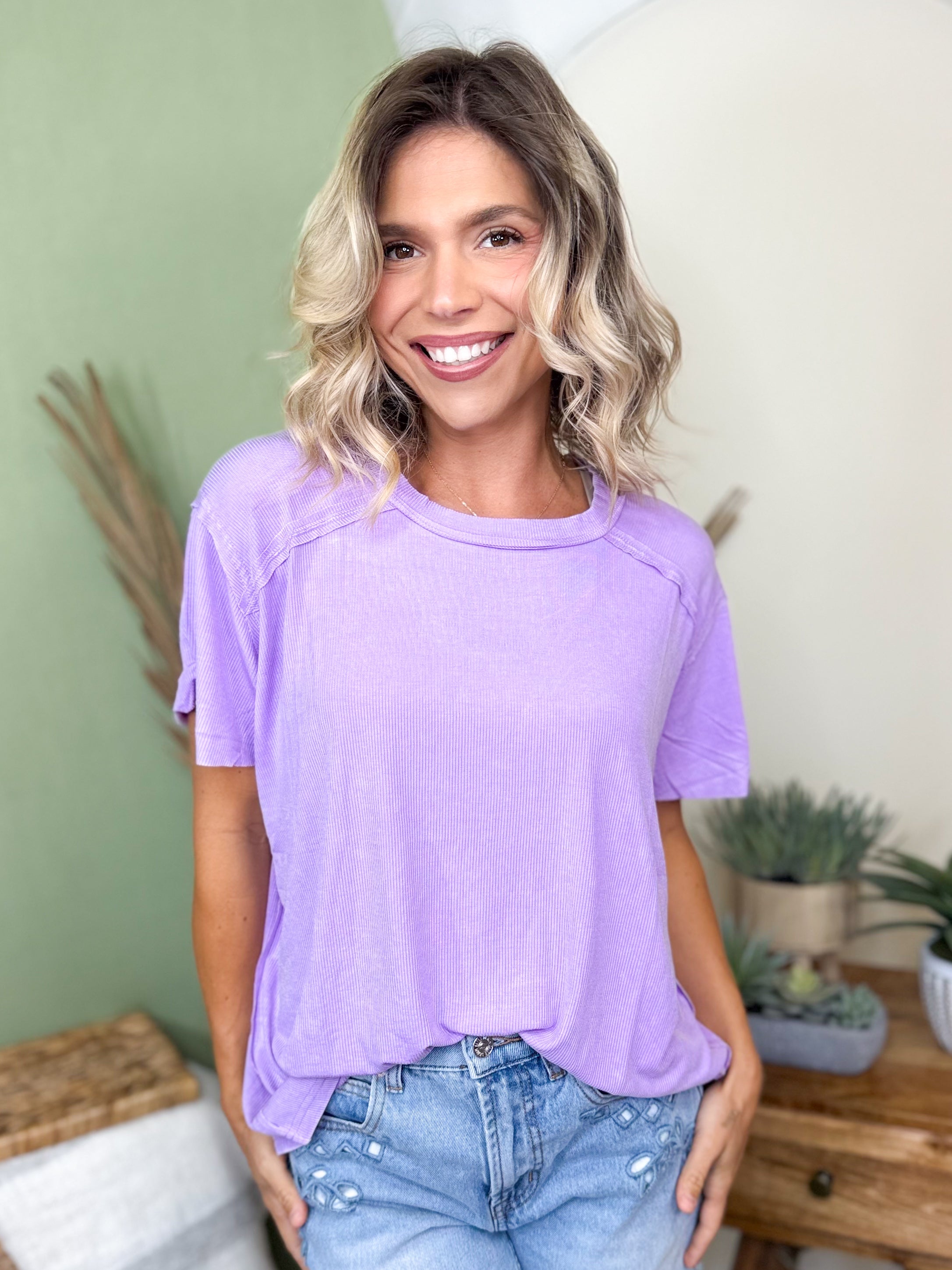 Restock: Conquer The Weekend Top-110 SHORT SLEEVE TOP-ZENANA-Heathered Boho Boutique, Women's Fashion and Accessories in Palmetto, FL