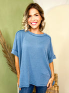 Simply Unfinished Ribbed Top-110 SHORT SLEEVE TOP-ZENANA-Heathered Boho Boutique, Women's Fashion and Accessories in Palmetto, FL