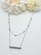 Double Layered CZ Stone Bar Necklace-310 Jewelry-Joseph Anthony NY, Inc-Heathered Boho Boutique, Women's Fashion and Accessories in Palmetto, FL