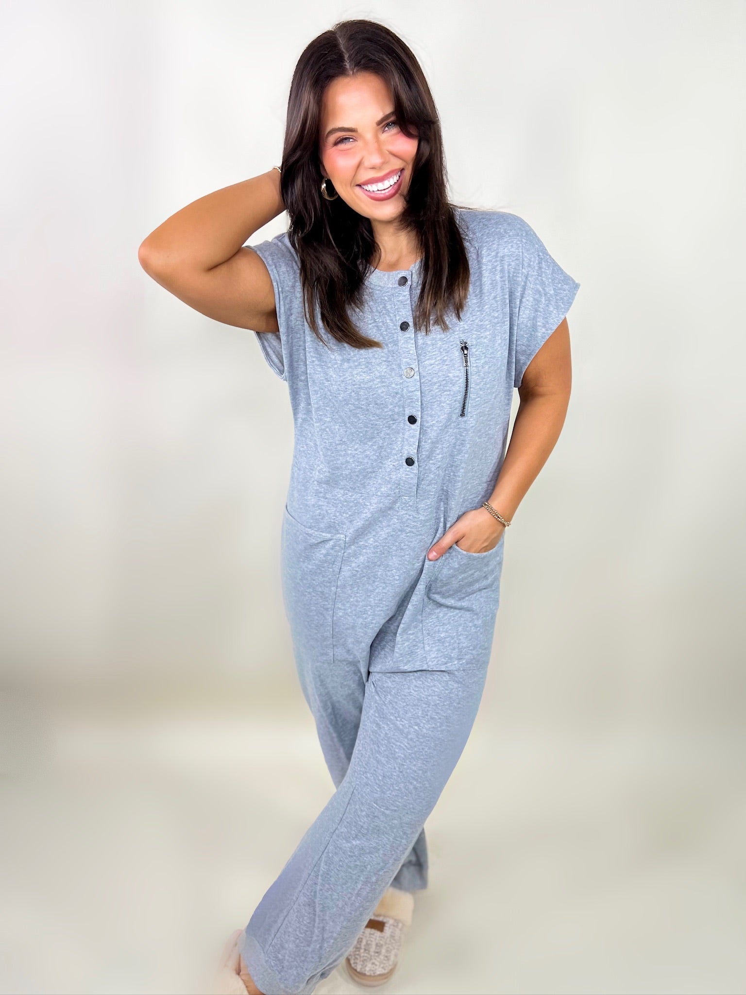 Hamptons Henley Jumpsuit-230 Dresses/Jumpsuits/Rompers-Heyson-Heathered Boho Boutique, Women's Fashion and Accessories in Palmetto, FL