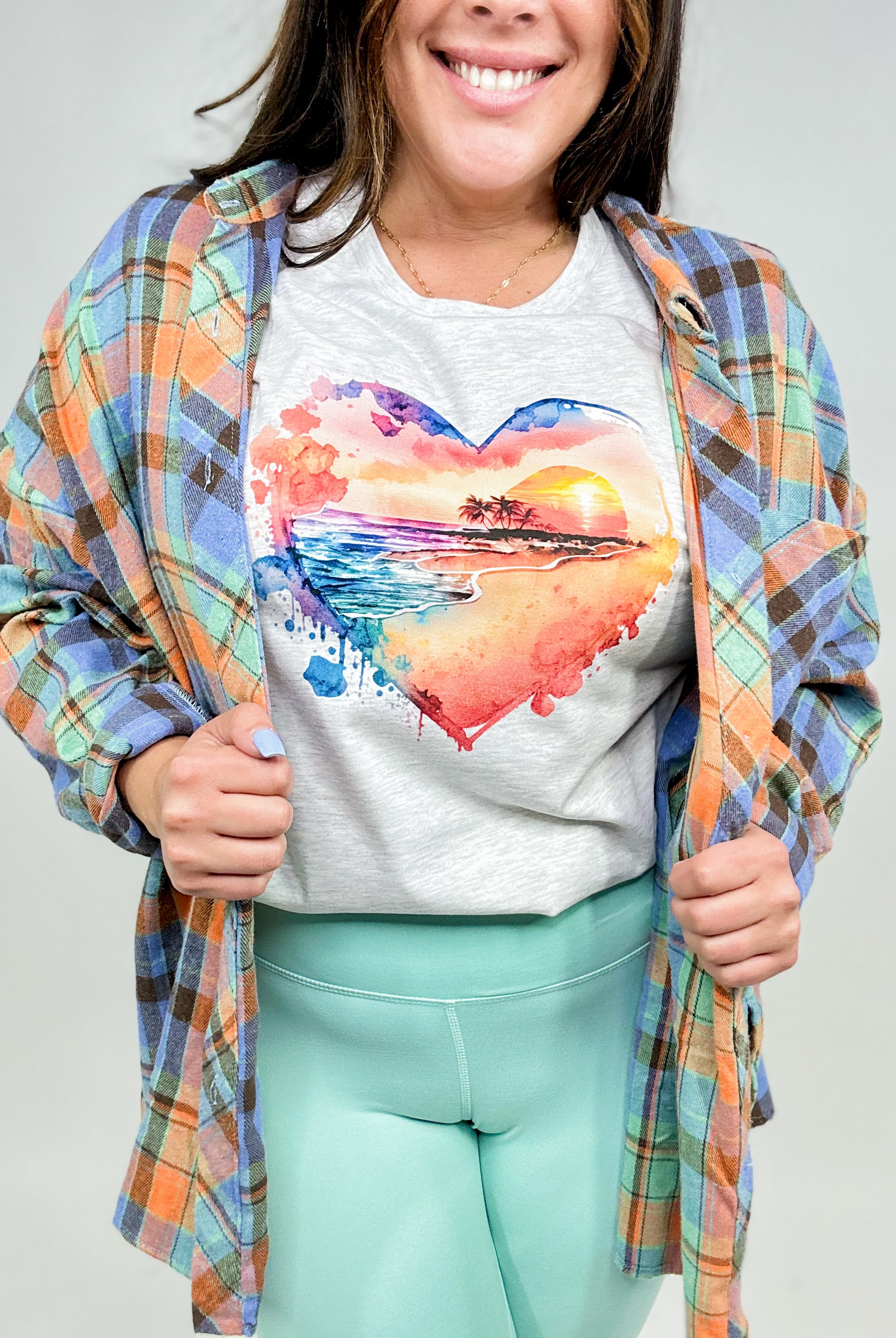 Beach Sunset in my Heart Graphic Tee-130 Graphic Tees-Handmade by Heather-Heathered Boho Boutique, Women's Fashion and Accessories in Palmetto, FL