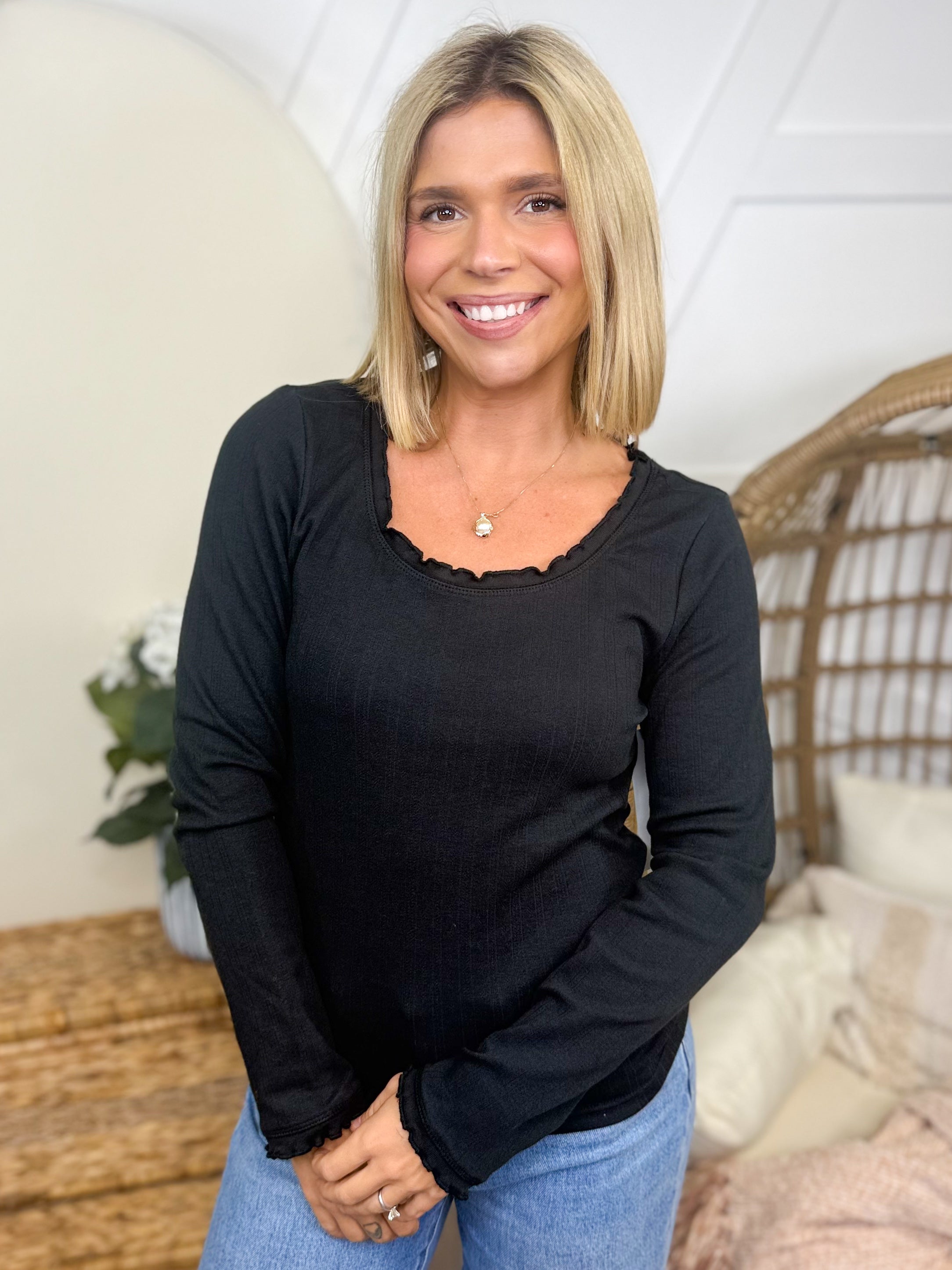 Carry On Long Sleeve Top-120 Long Sleeve Tops-White Birch-Heathered Boho Boutique, Women's Fashion and Accessories in Palmetto, FL