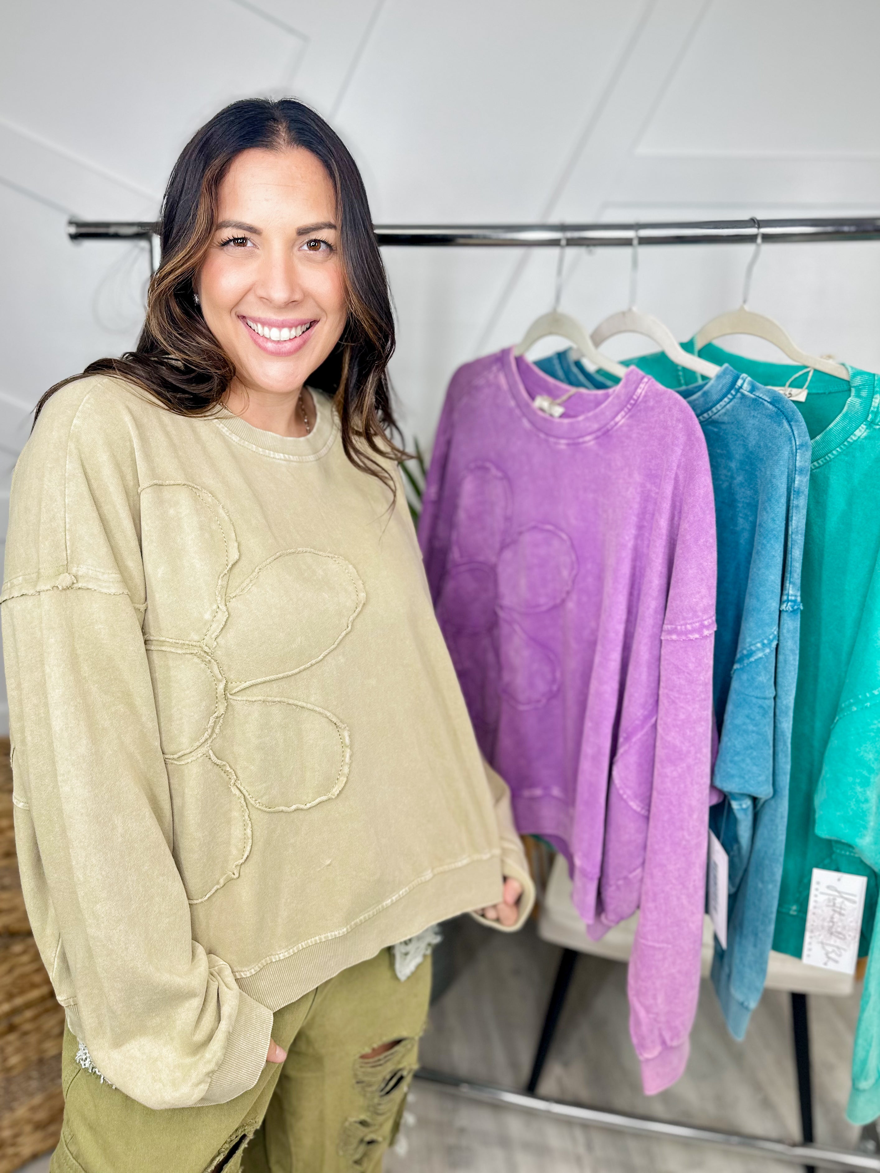 RESTOCK : Waiting to Bloom Top-120 Long Sleeve Tops-Easel-Heathered Boho Boutique, Women's Fashion and Accessories in Palmetto, FL