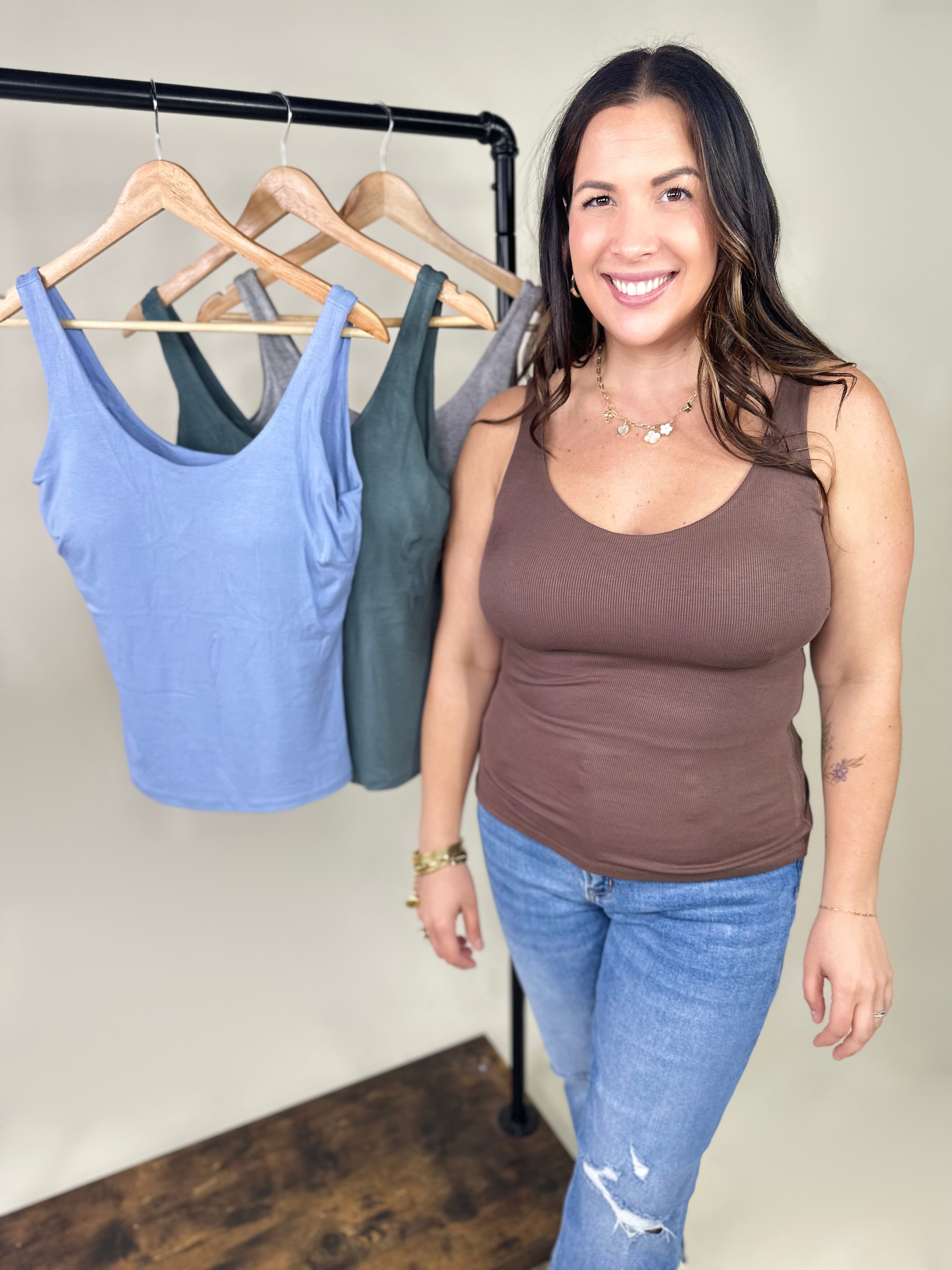 RESTOCK : Precision Fit Tank- No Bra Needed-100 Tank/Crop Tops-YELETE-Heathered Boho Boutique, Women's Fashion and Accessories in Palmetto, FL