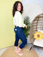 Highest Power Tummy Control Dark Wash Capri by Saige-190 JEANS-SAIGE-Heathered Boho Boutique, Women's Fashion and Accessories in Palmetto, FL