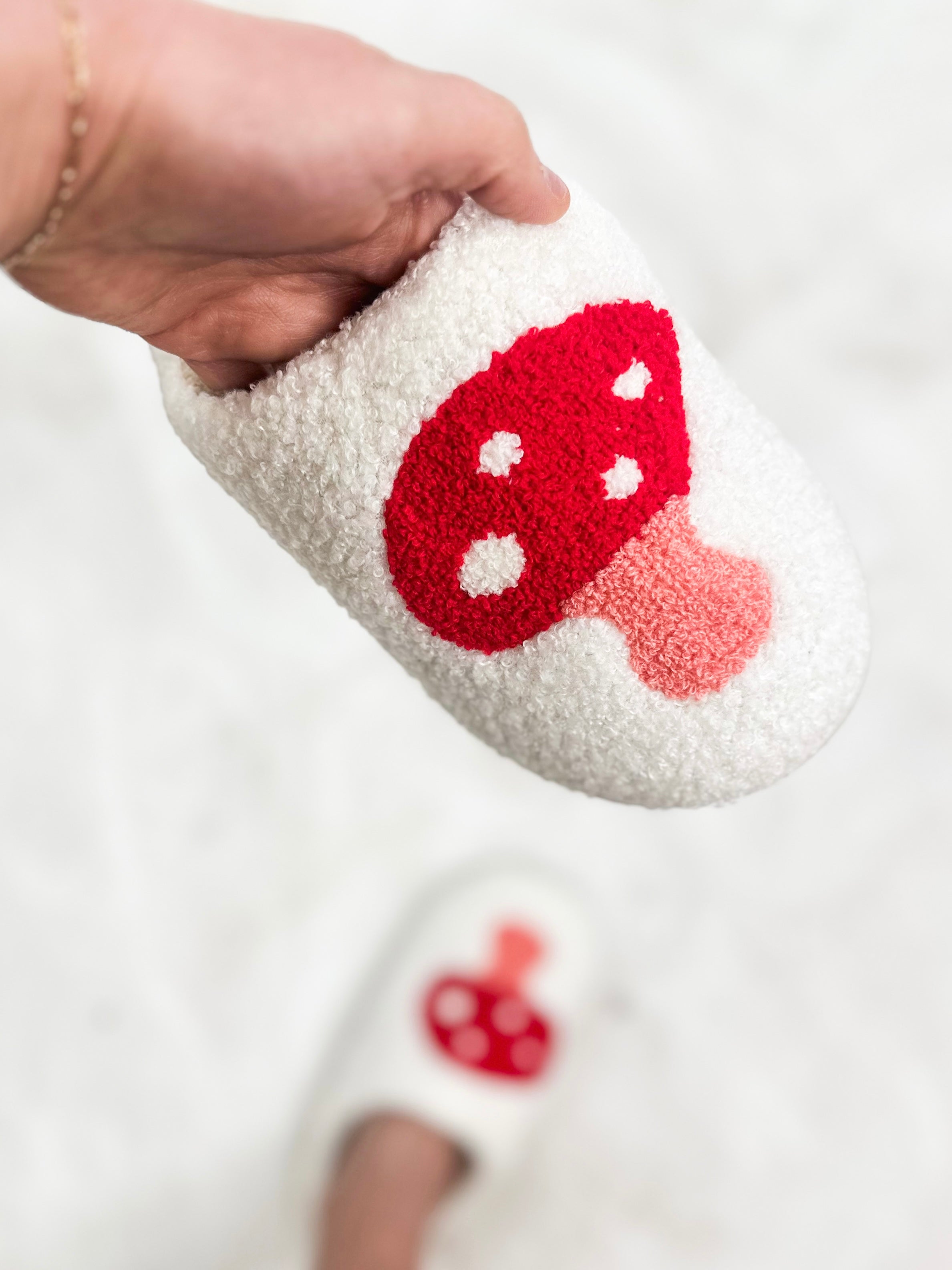 Red Mushroom Slippers-350 Shoes-Zenana-Heathered Boho Boutique, Women's Fashion and Accessories in Palmetto, FL