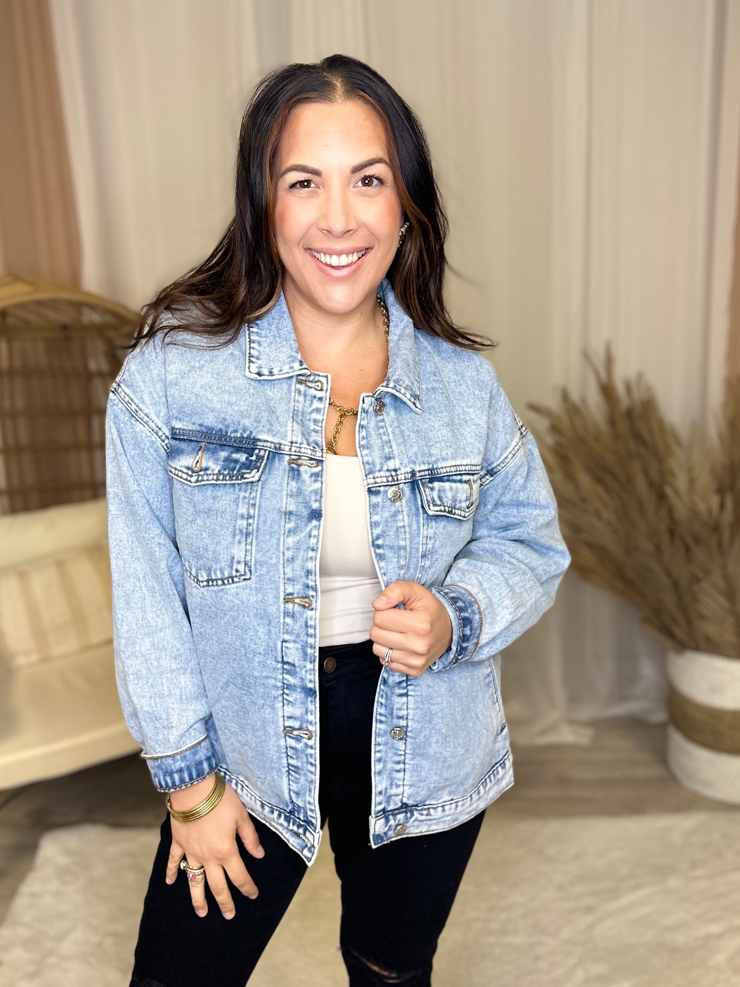 Always Trending Denim Jacket-Jackets-Trendsi-Heathered Boho Boutique, Women's Fashion and Accessories in Palmetto, FL