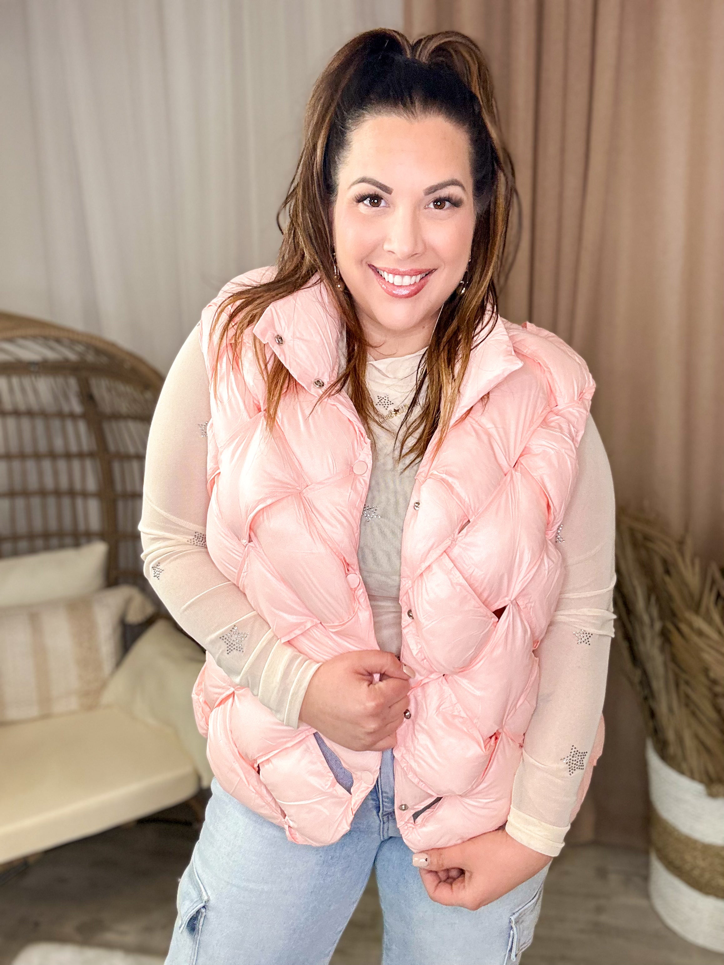 Braided Puffer Vest-200 Jackets/Shackets-Bucket List-Heathered Boho Boutique, Women's Fashion and Accessories in Palmetto, FL