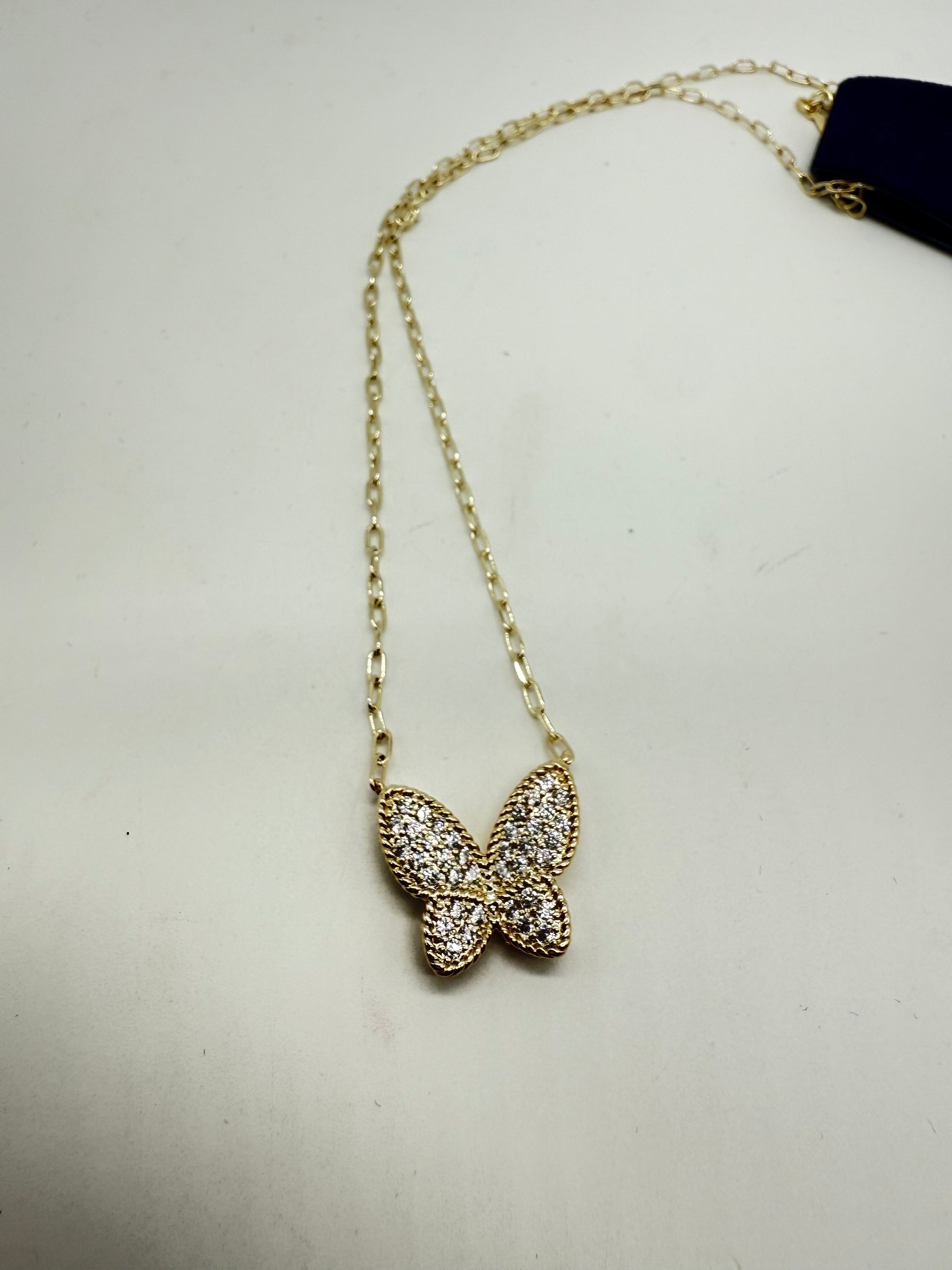 Pave Butterfly Necklace-310 Jewelry-Millenx Accessories, LLC.-Heathered Boho Boutique, Women's Fashion and Accessories in Palmetto, FL