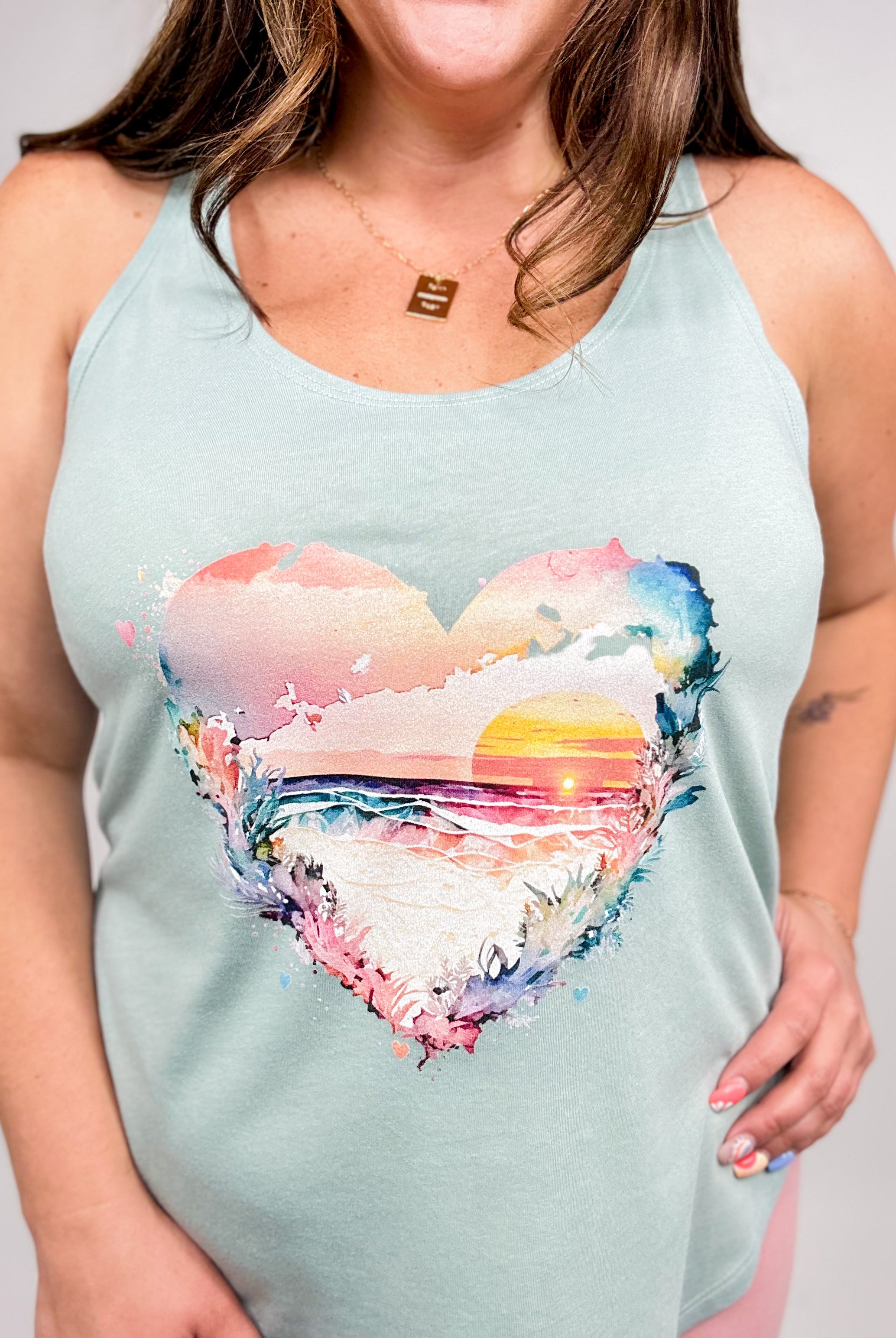 Sunset Waves in my Heart Graphic Tank-130 Graphic Tees-Heathered Boho-Heathered Boho Boutique, Women's Fashion and Accessories in Palmetto, FL