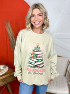 All Booked For Christmas Graphic Sweatshirt-125 Sweater-Heathered Boho-Heathered Boho Boutique, Women's Fashion and Accessories in Palmetto, FL