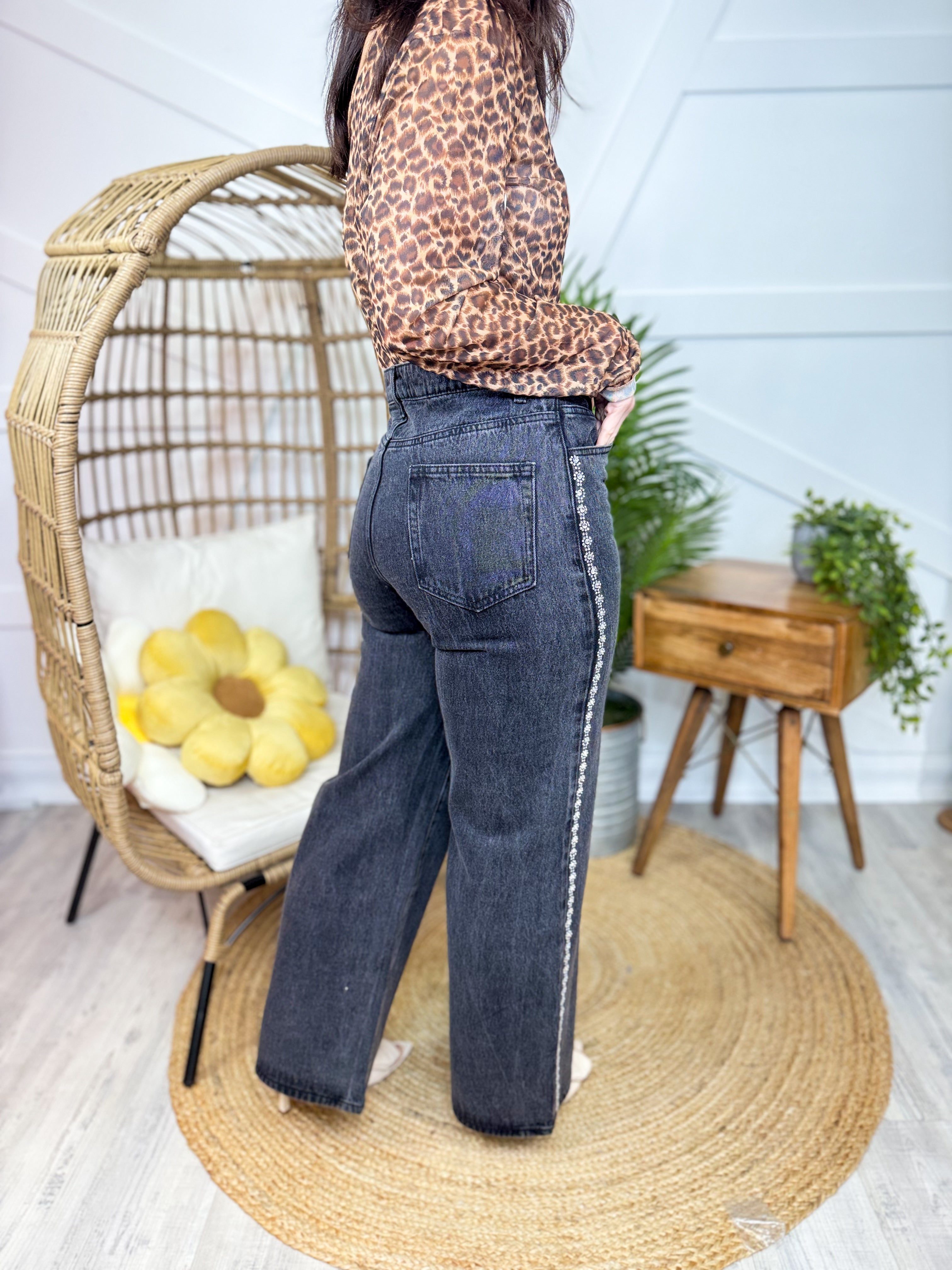 Glimmer Denim Jeans-190 JEANS-Vocal-Heathered Boho Boutique, Women's Fashion and Accessories in Palmetto, FL