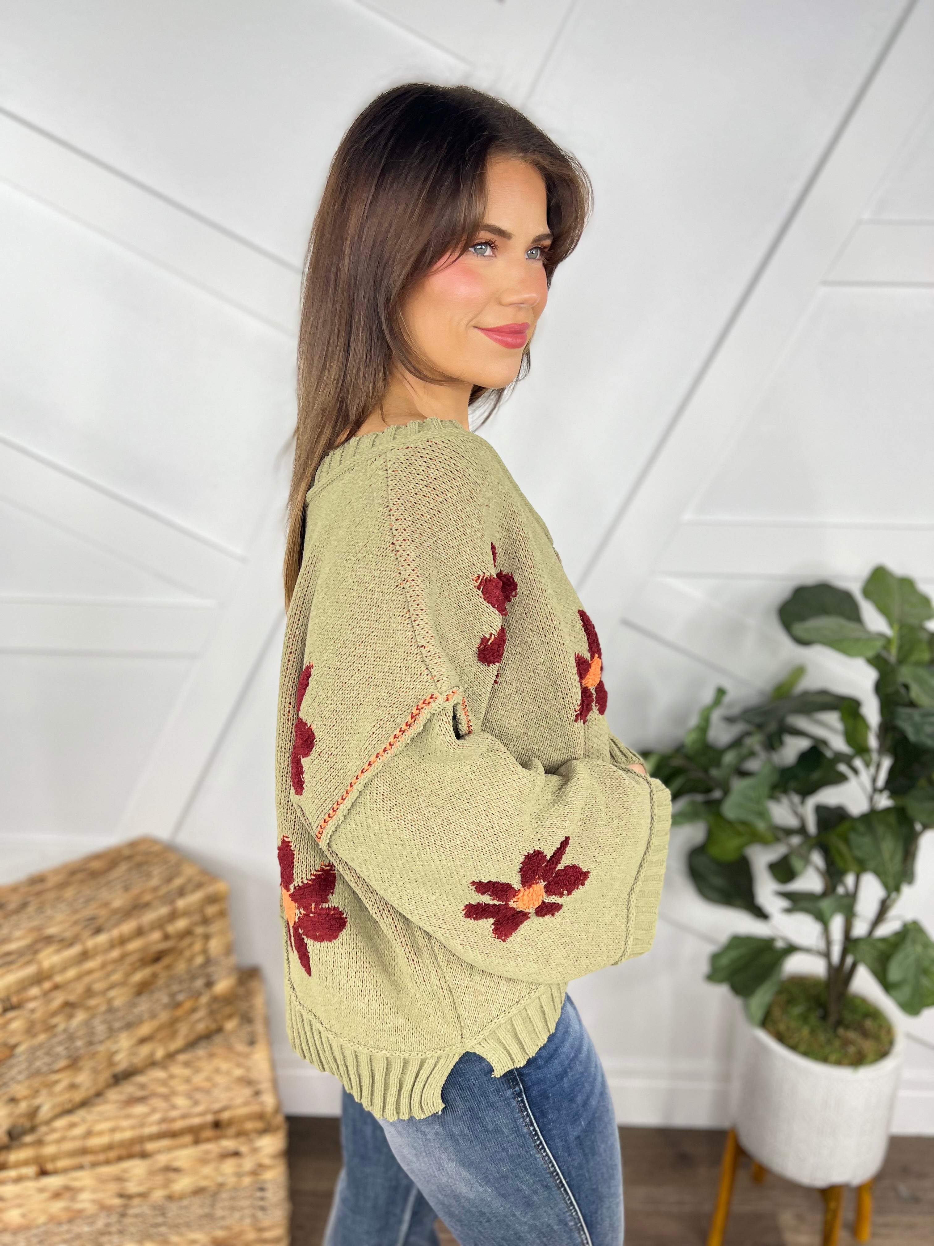 RESTOCK : Blooming Sweater-125 Sweater-Pol-Heathered Boho Boutique, Women's Fashion and Accessories in Palmetto, FL