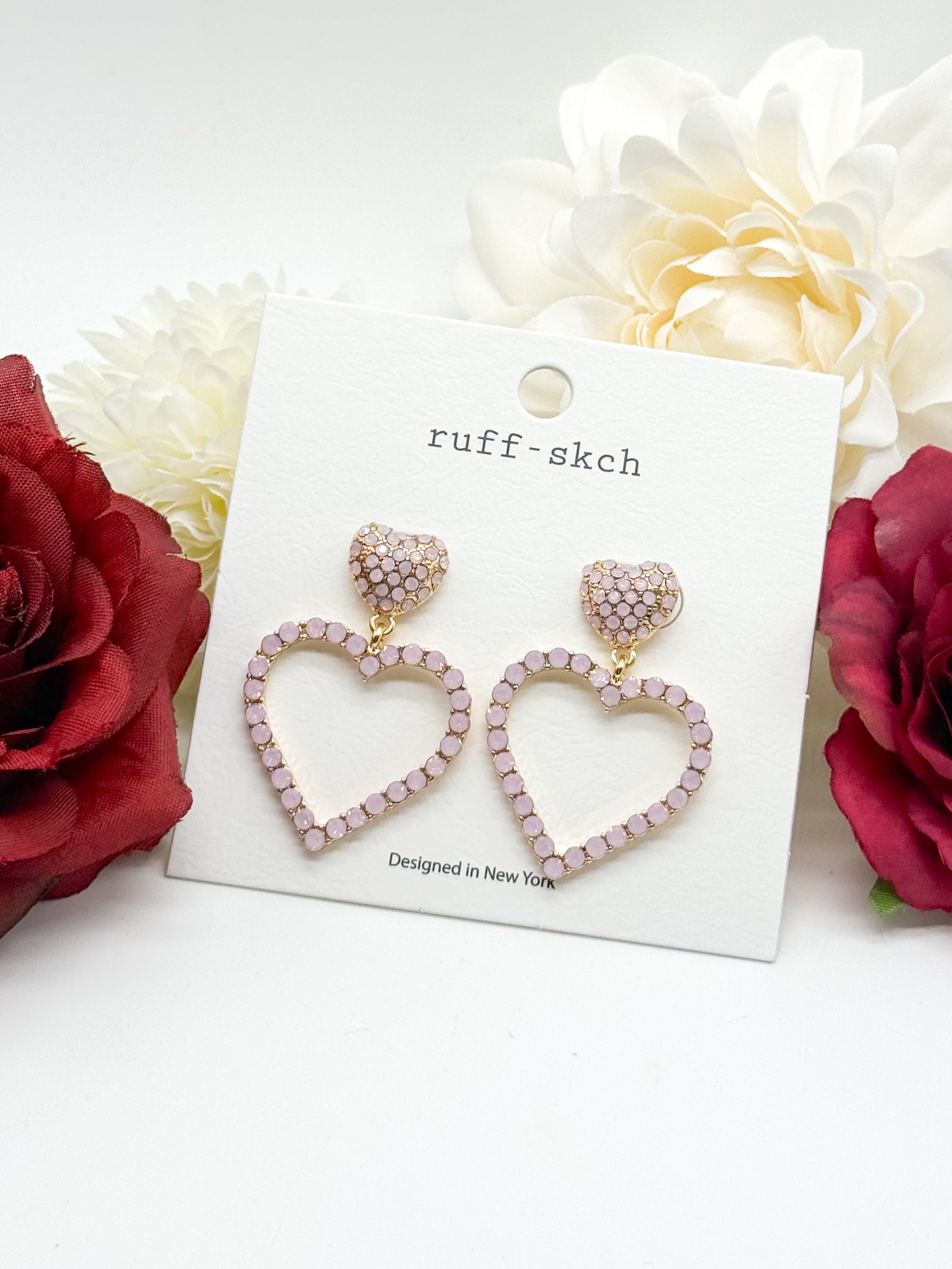 Strong Love Heart Earrings-310 Jewelry-Rough Sketch-Heathered Boho Boutique, Women's Fashion and Accessories in Palmetto, FL