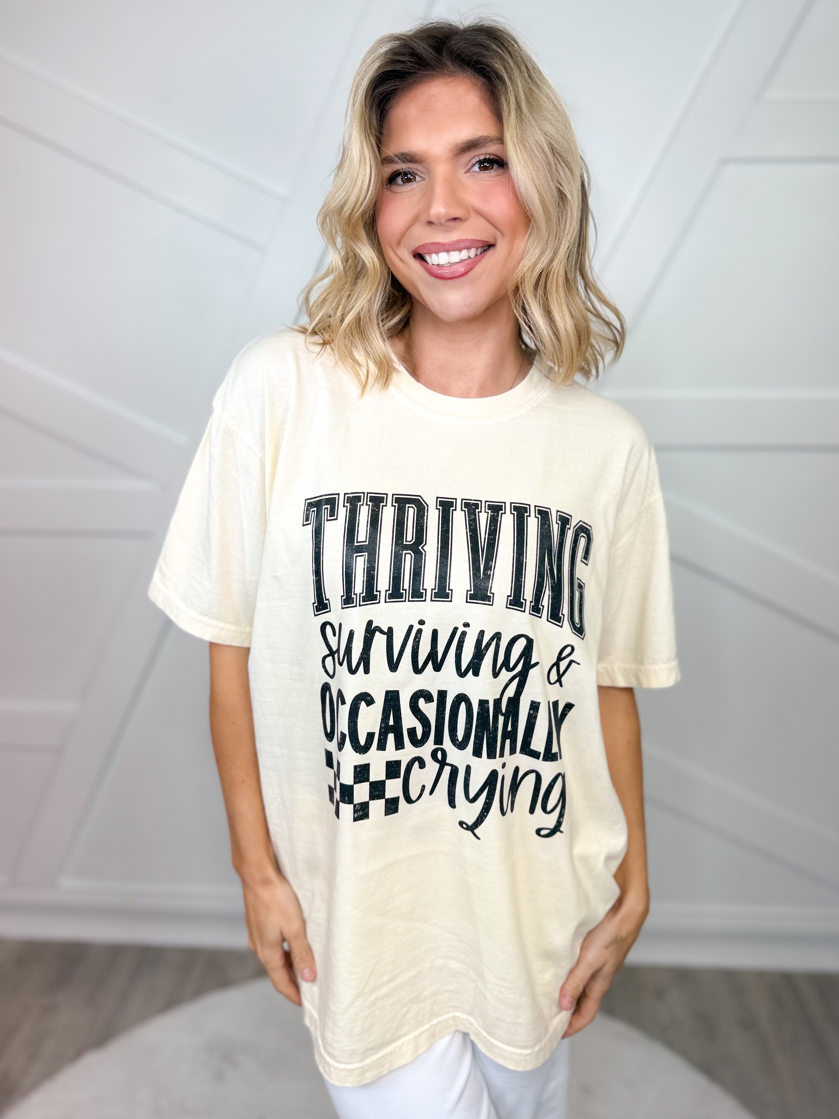 Thriving & Surviving Graphic Tee-130 Graphic Tees-Heathered Boho-Heathered Boho Boutique, Women's Fashion and Accessories in Palmetto, FL