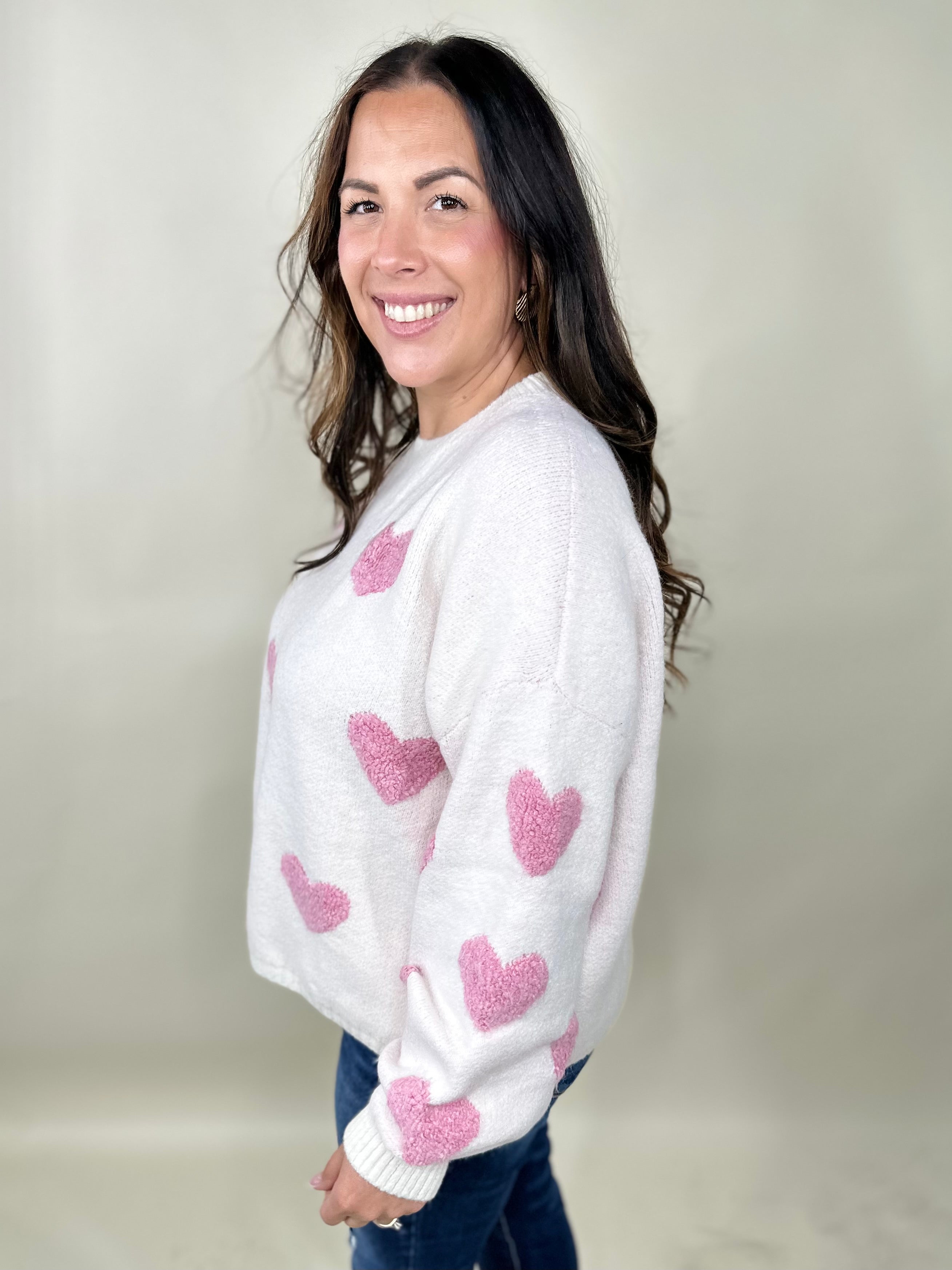 Sweetheart Sweater-125 Sweater-Davi & Dani-Heathered Boho Boutique, Women's Fashion and Accessories in Palmetto, FL