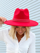 Intricate Braided Band Fedora Hat-330 Headwear-Fame Accessories-Heathered Boho Boutique, Women's Fashion and Accessories in Palmetto, FL