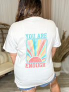 YOU ARE ENOUGH Graphic Tee-130 Graphic Tees-Heathered Boho-Heathered Boho Boutique, Women's Fashion and Accessories in Palmetto, FL