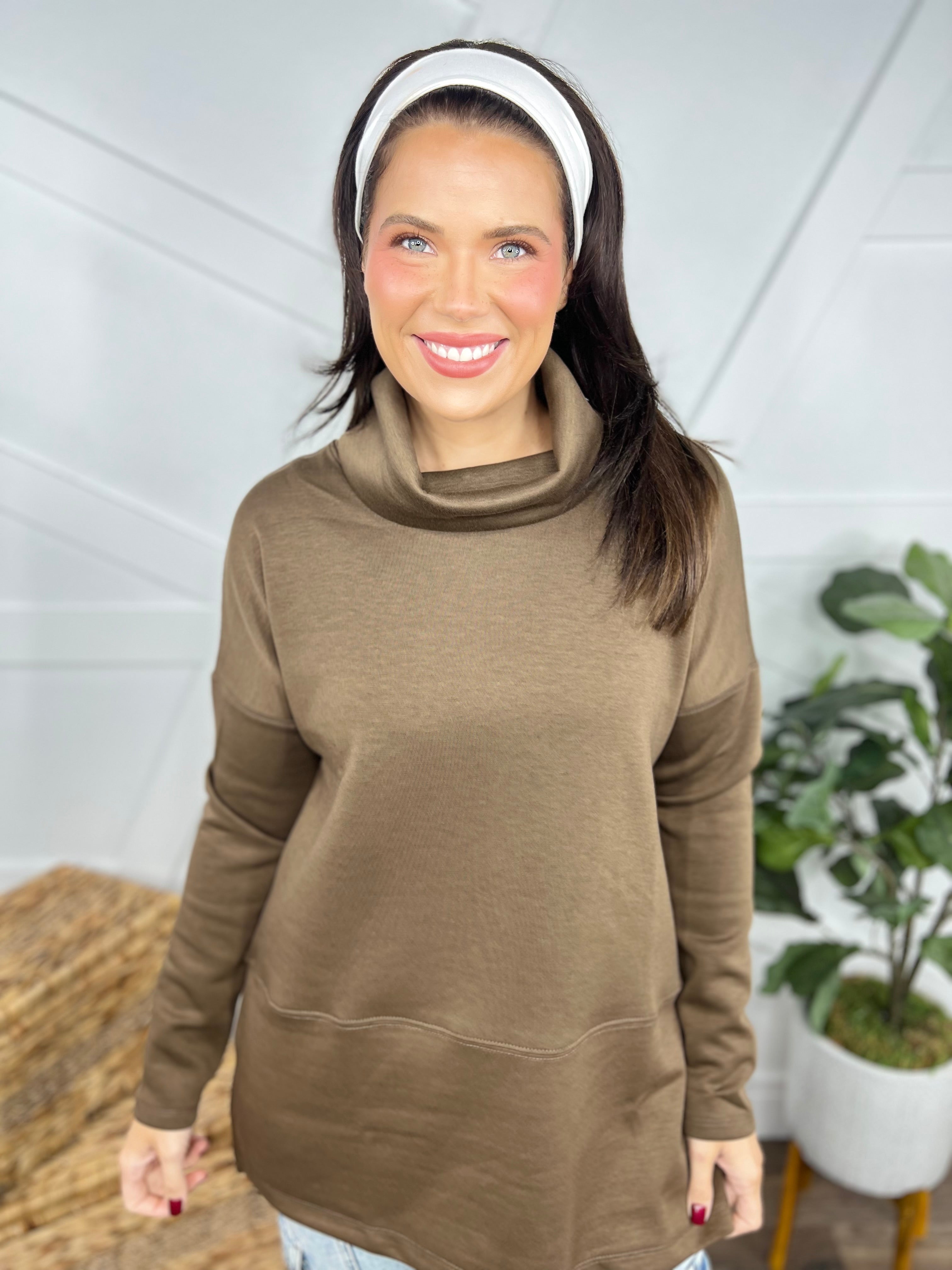 Vienna Cowl Neck Top - Mocha-120 Long Sleeve Tops-DEAR SCARLETT-Heathered Boho Boutique, Women's Fashion and Accessories in Palmetto, FL