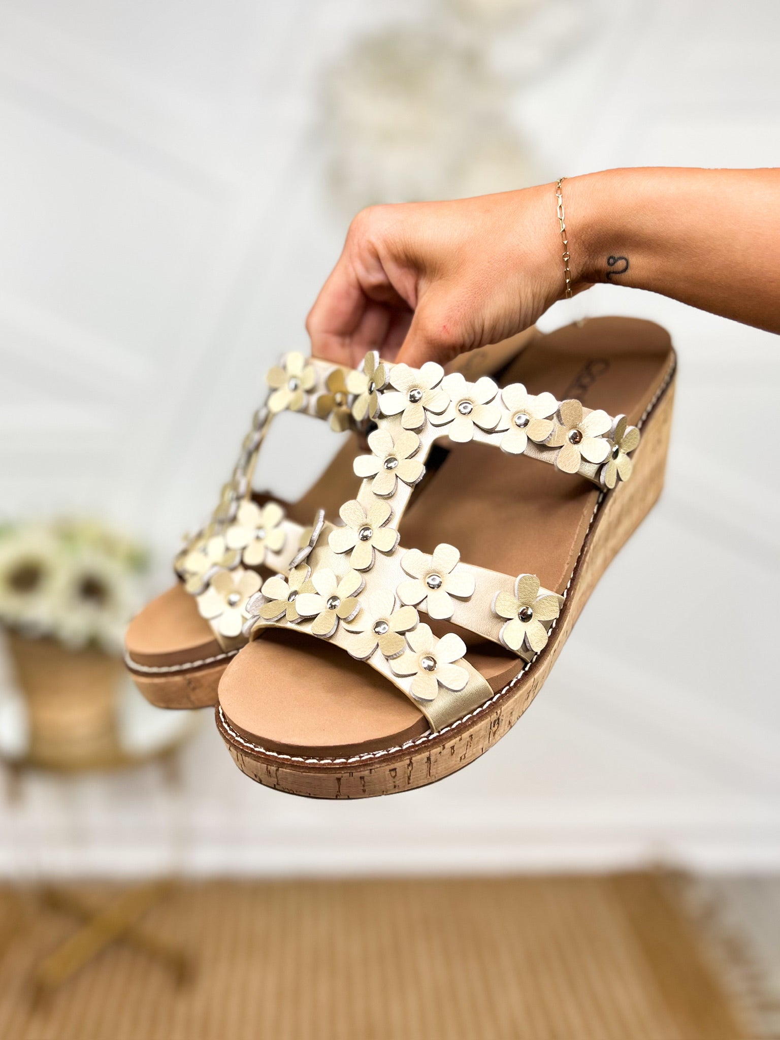 Mic Drop Wedges - Gold Metallic-350 Shoes-Corkys-Heathered Boho Boutique, Women's Fashion and Accessories in Palmetto, FL