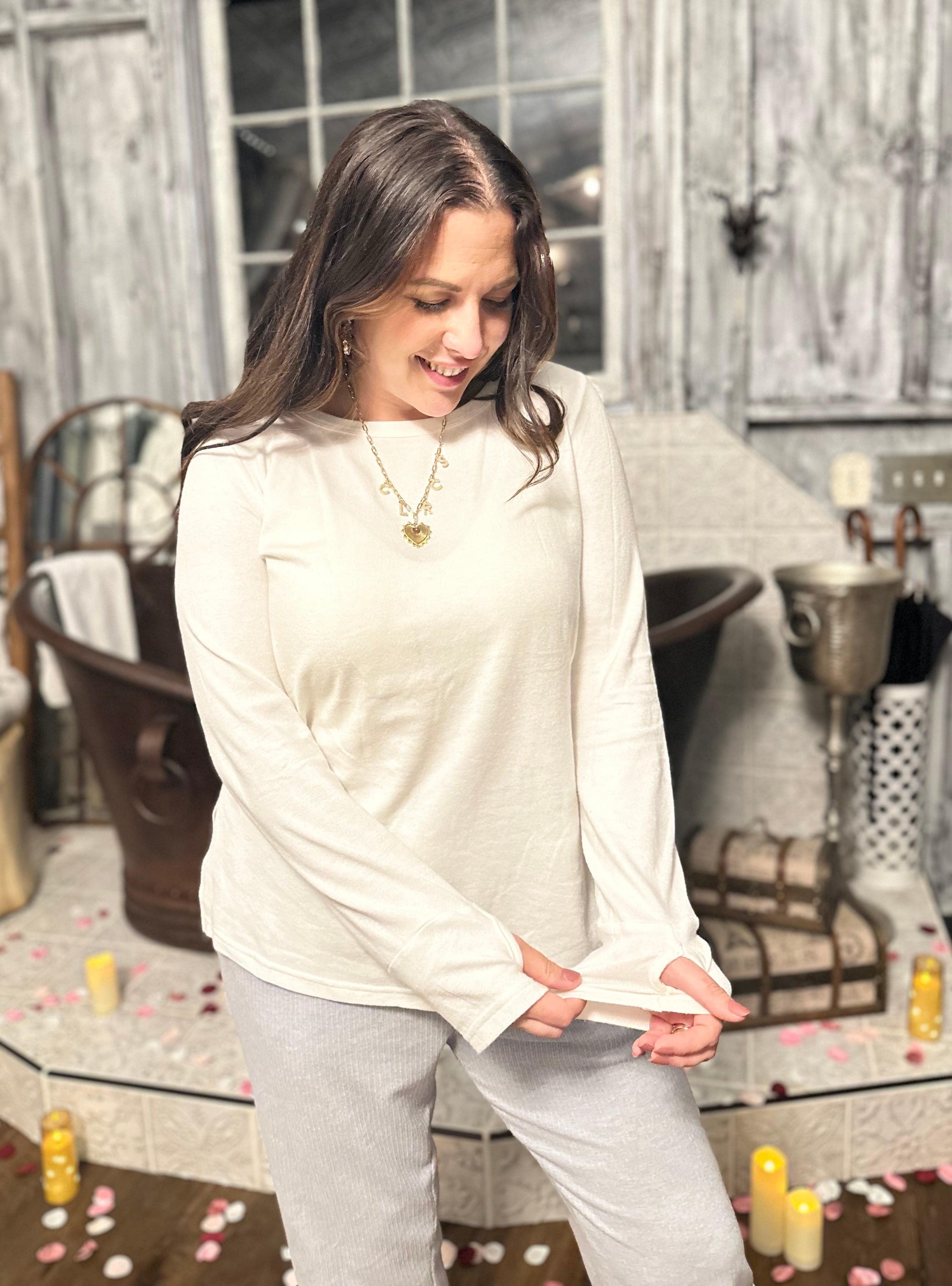 Forever & Ever Long Sleeve Top-400 Takeover/Pre-Order-White Birch-Heathered Boho Boutique, Women's Fashion and Accessories in Palmetto, FL